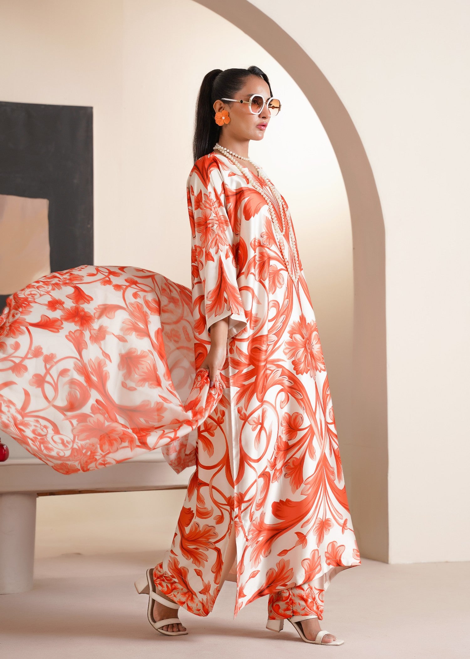 silk Kaftan in Orange