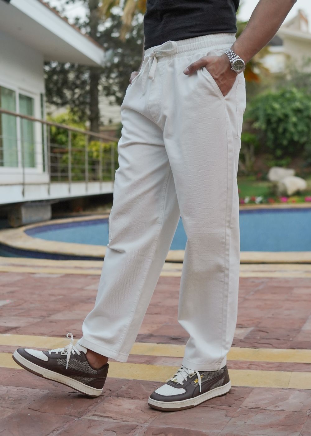 denim Trousers in White