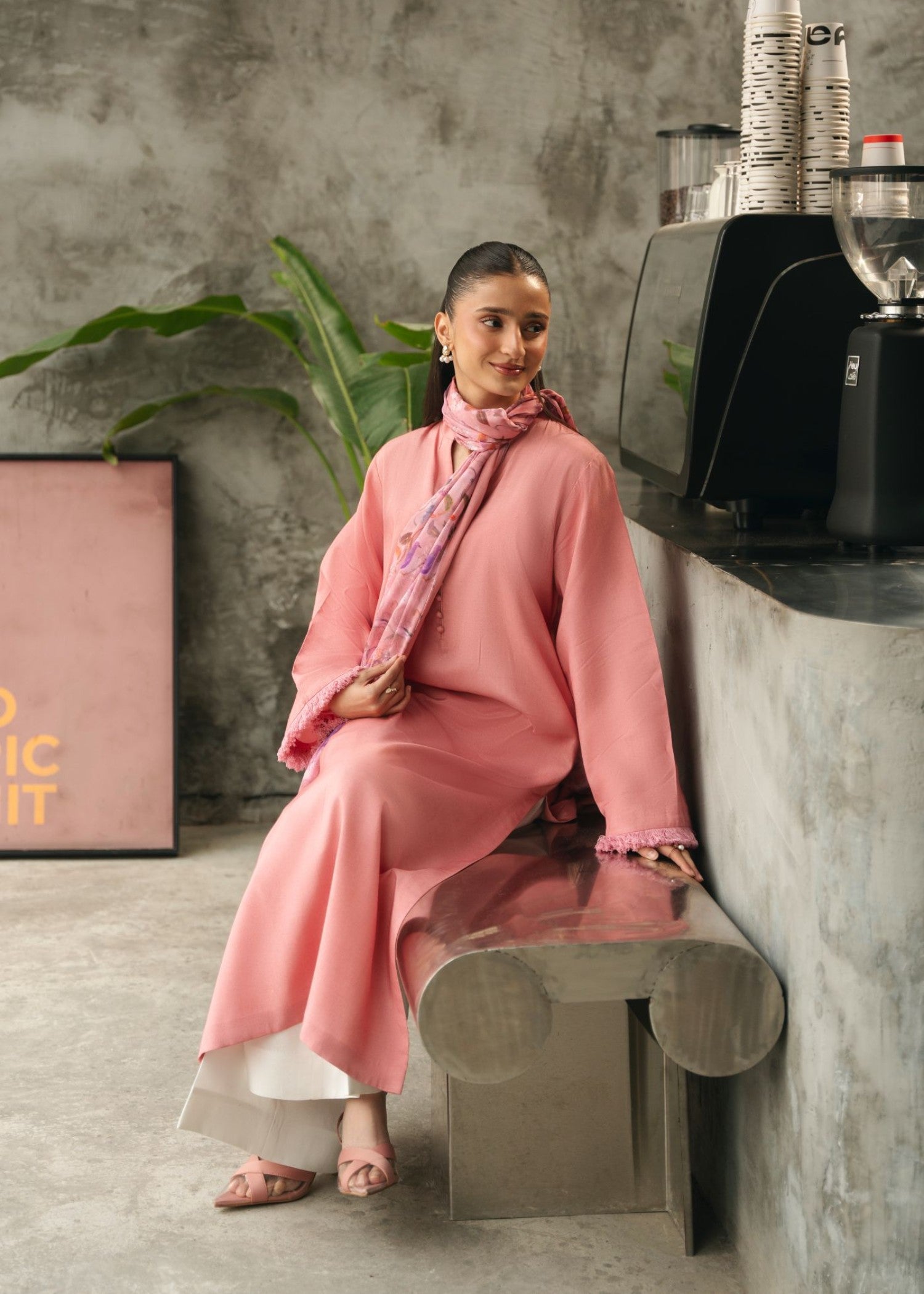 raw silk Kurta Set in Light pink