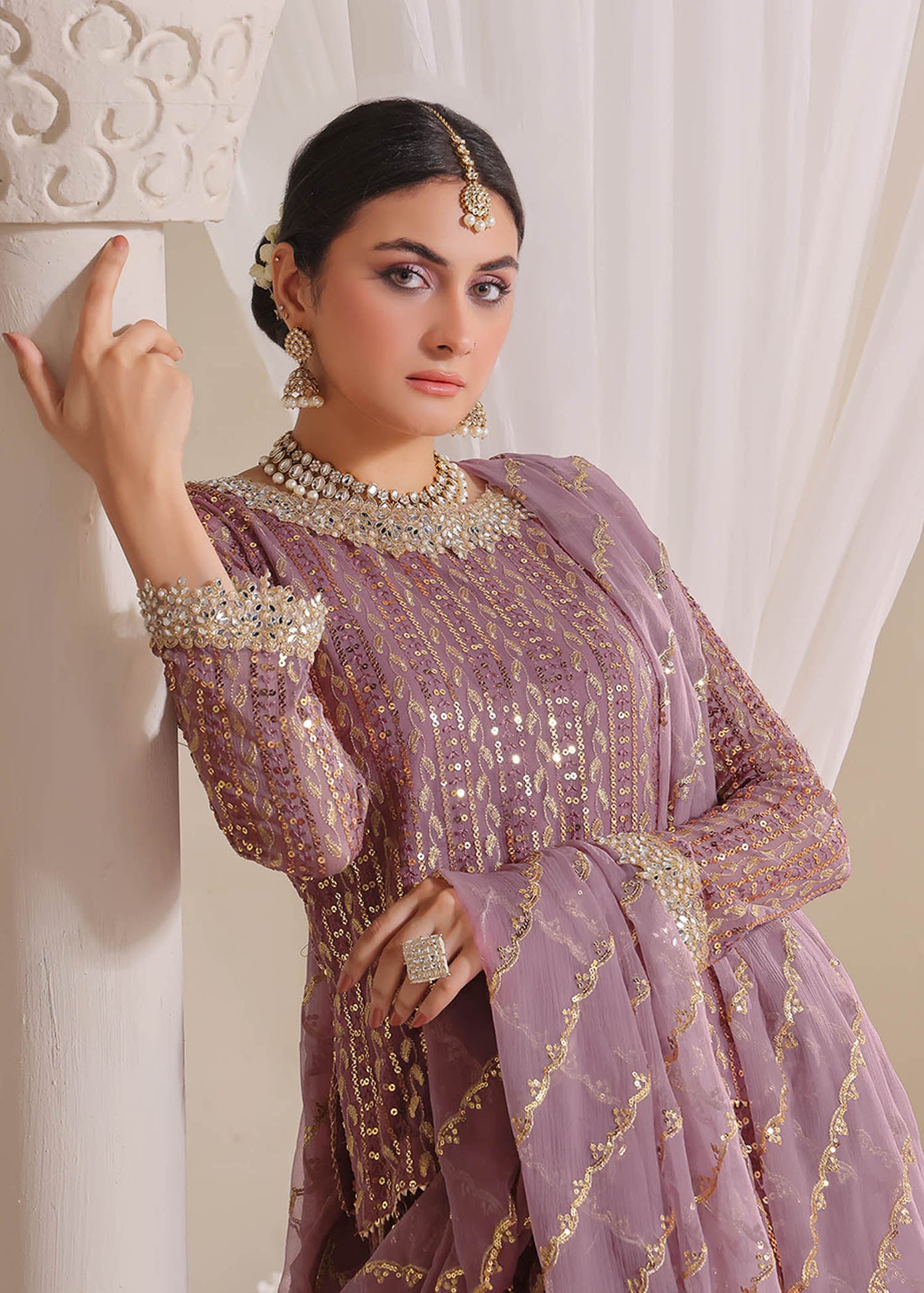 chiffon Lehenga in Lilac