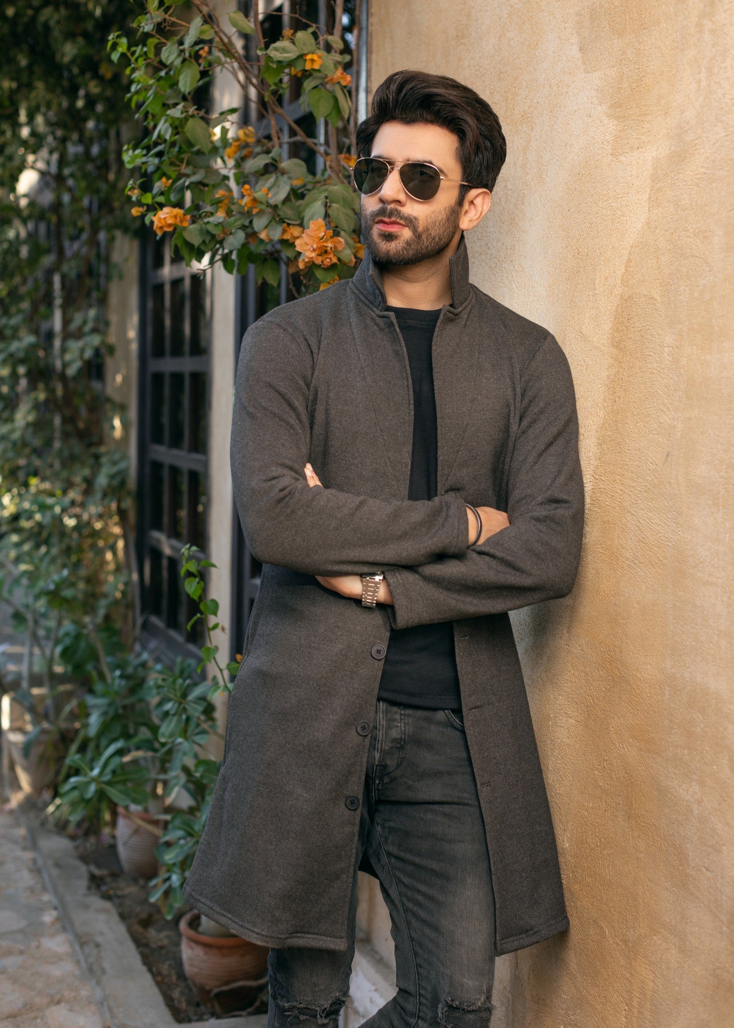 fleece Coat in Charcoal