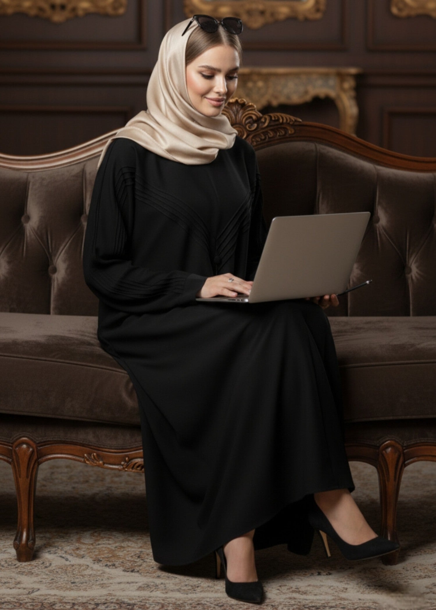 nidha Abaya in Black