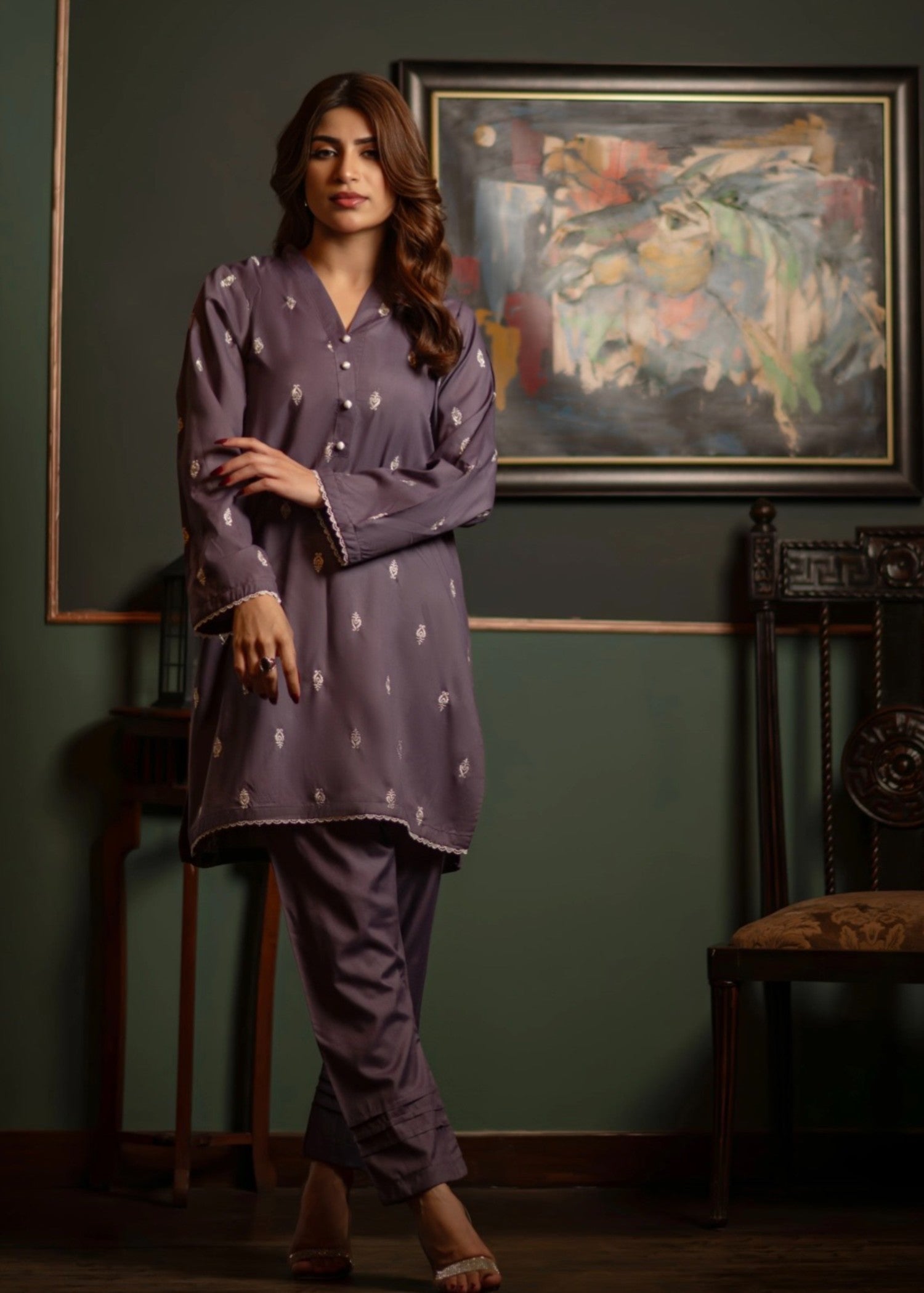 wash & wear Kurta Set in Mauve