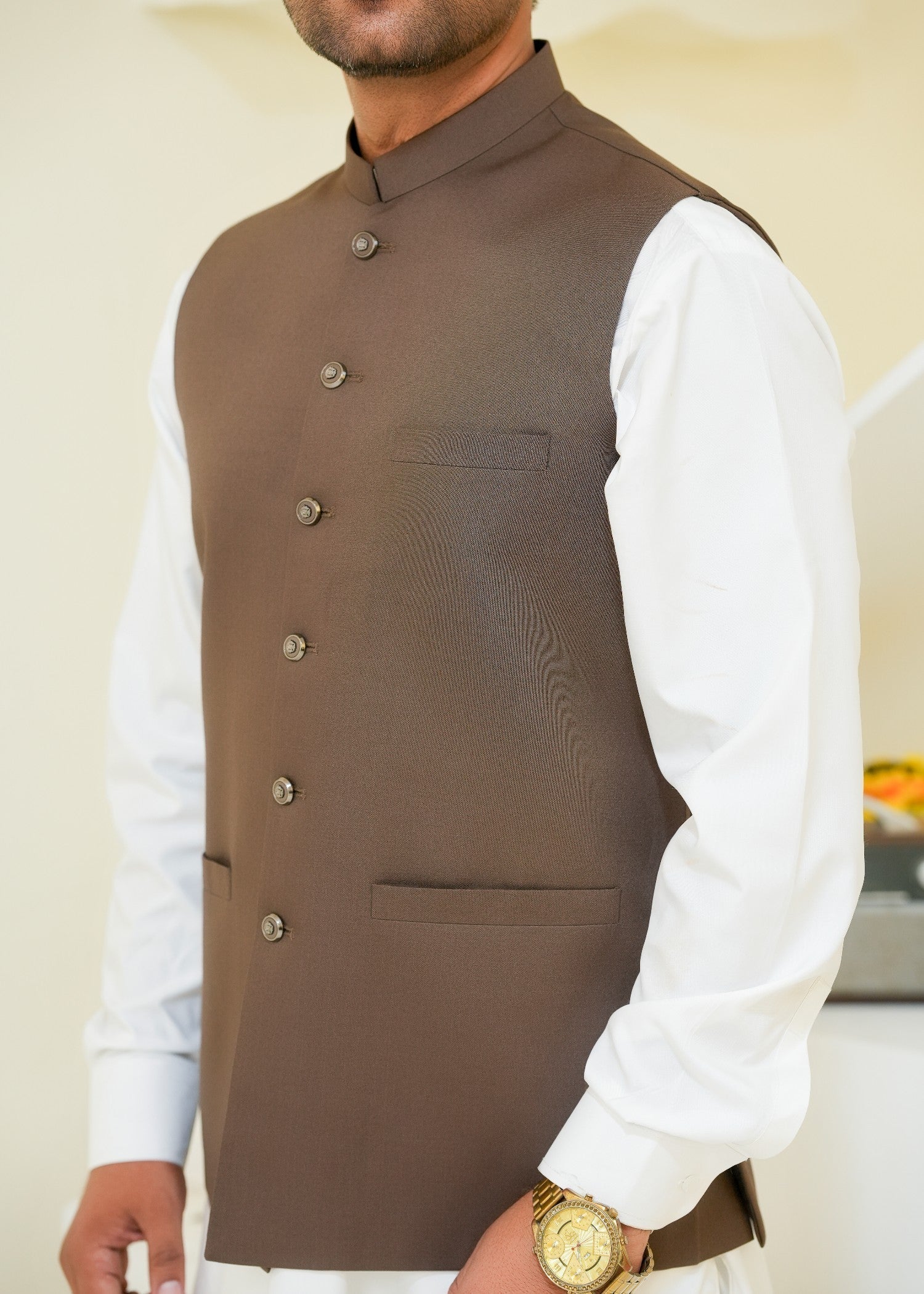 suiting Waistcoat in Coffee brown