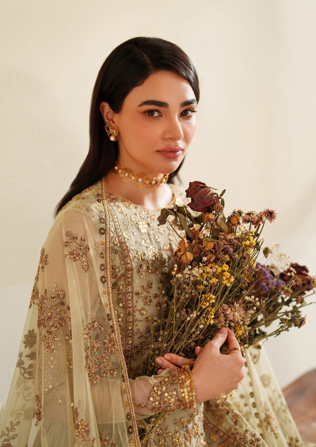 net Sharara in Cream