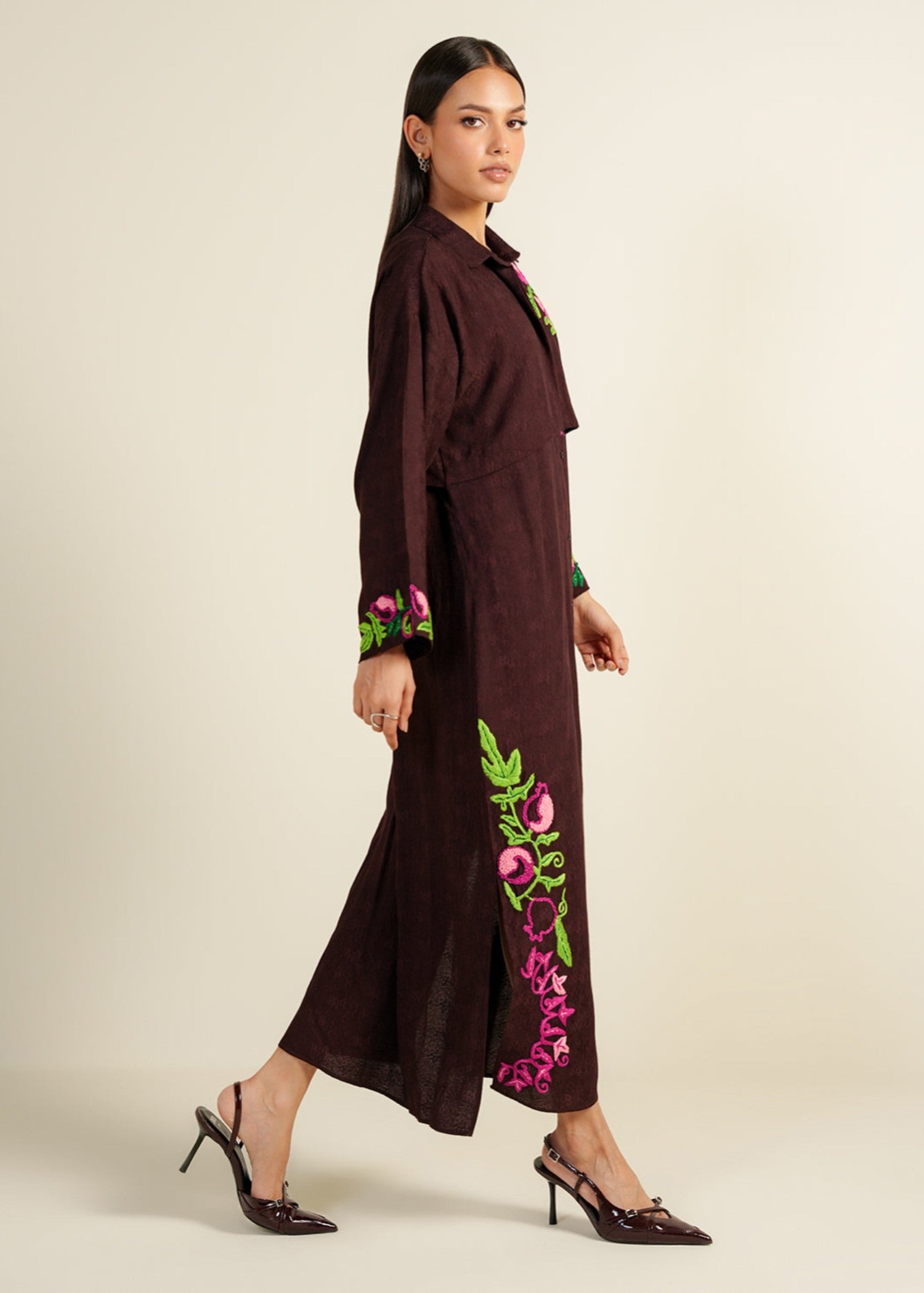 satin viscose Dress in Brown