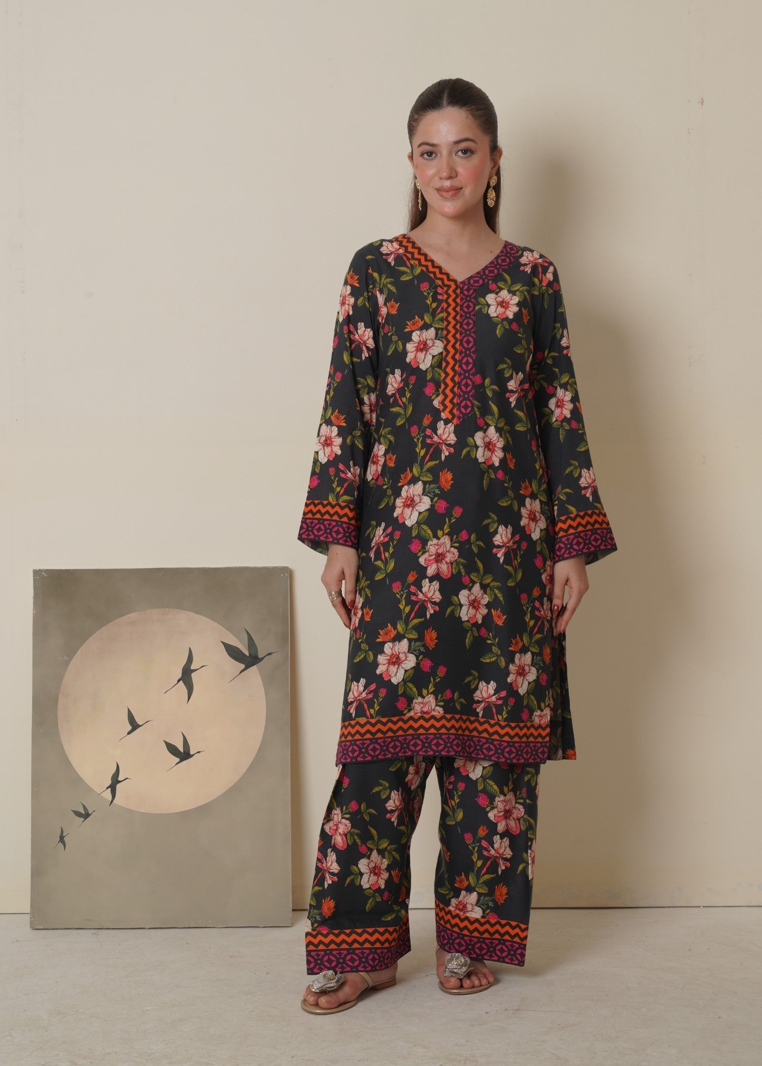 linen Kurta Set in Ink