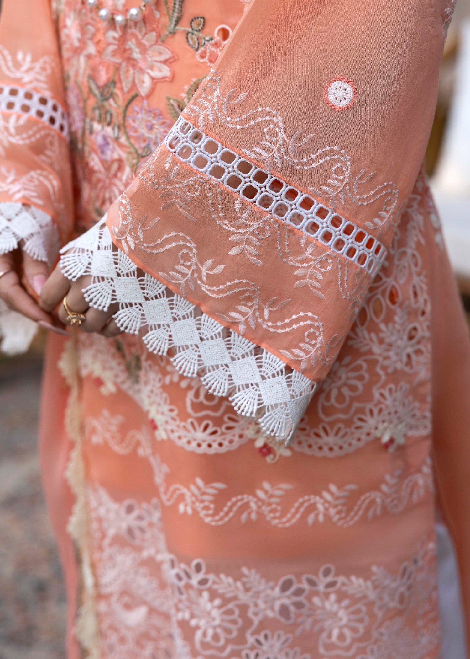 voile Unstitched in Peach pink