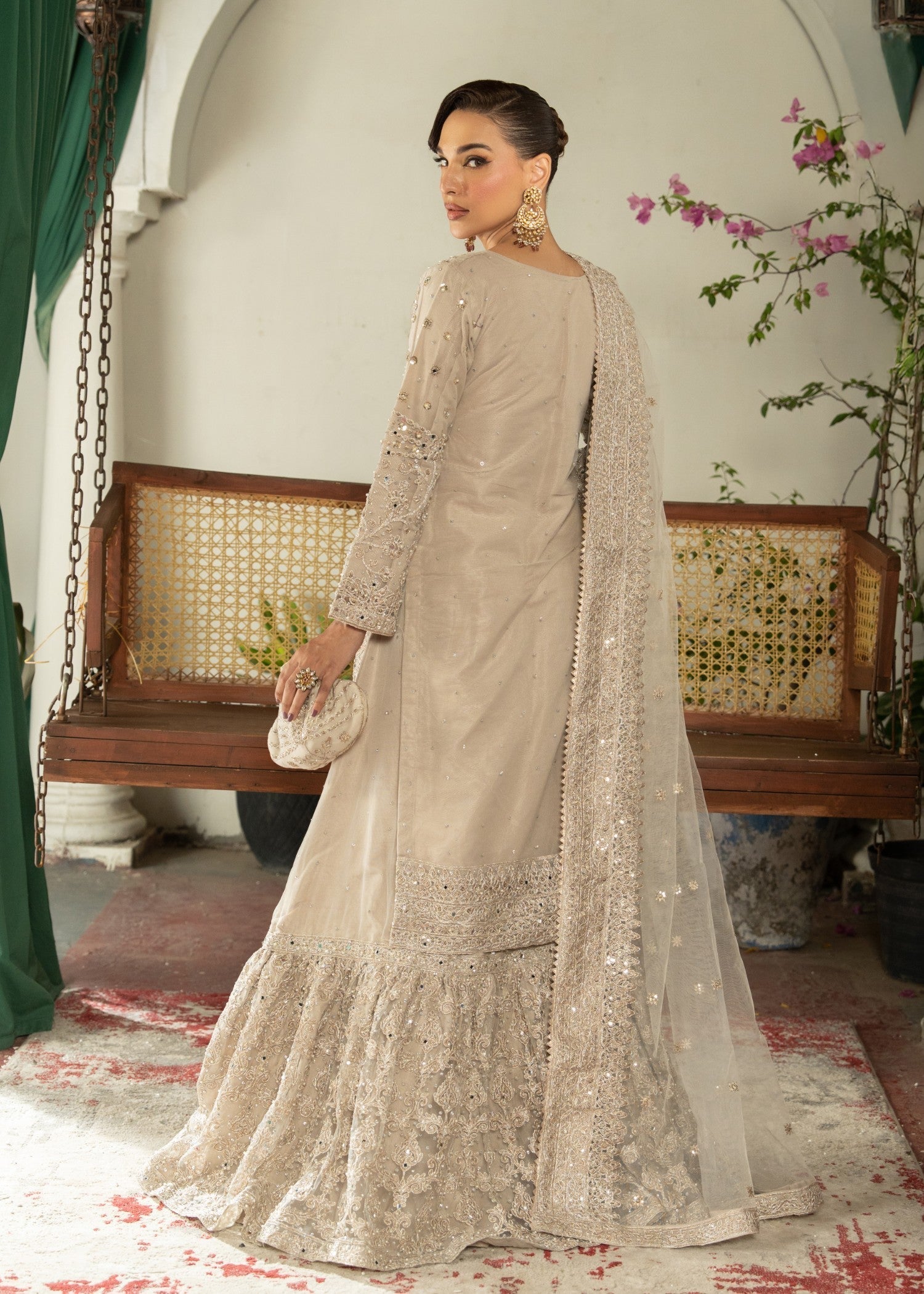 net Gharara in Silver