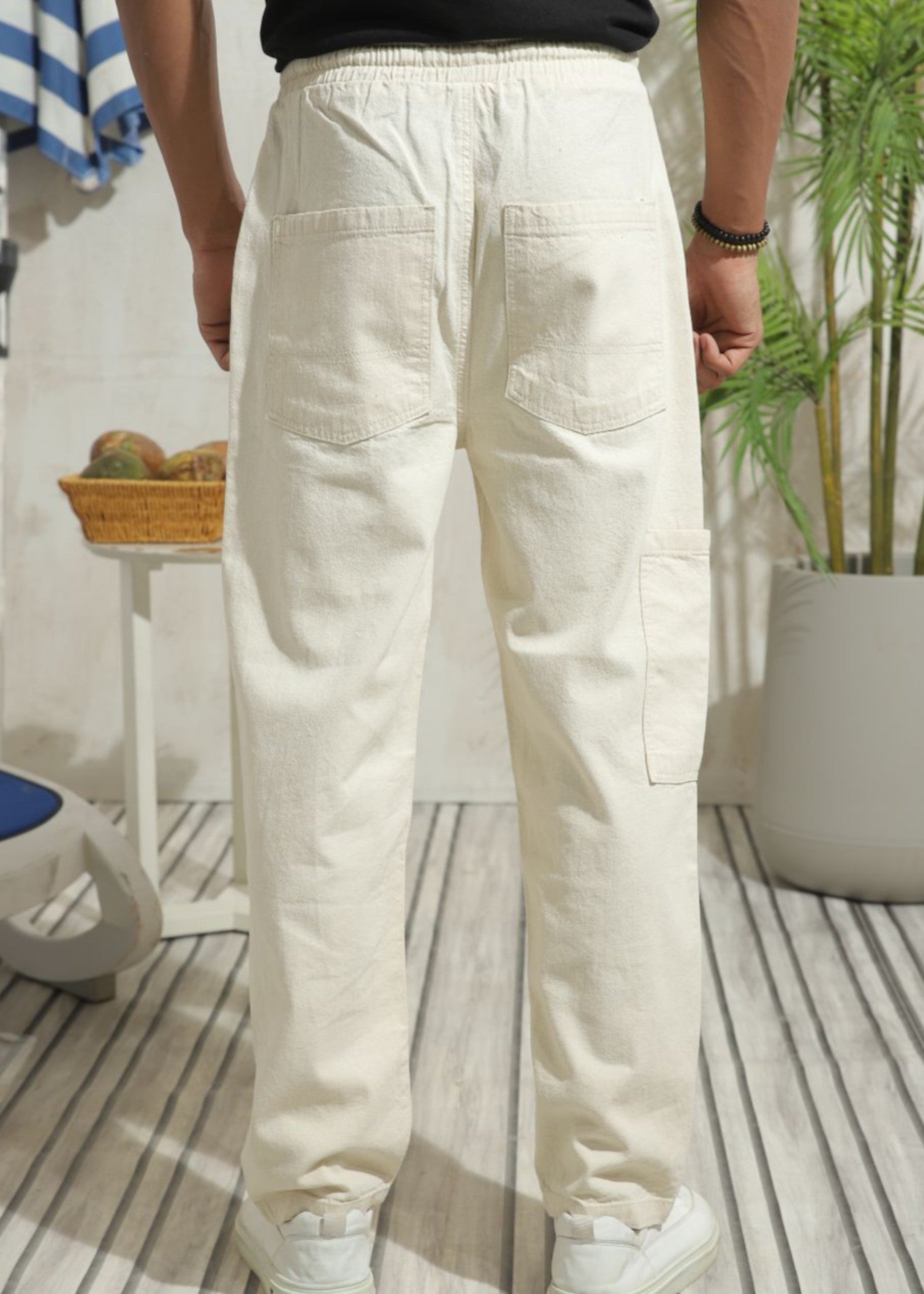 denim Trousers in Beige