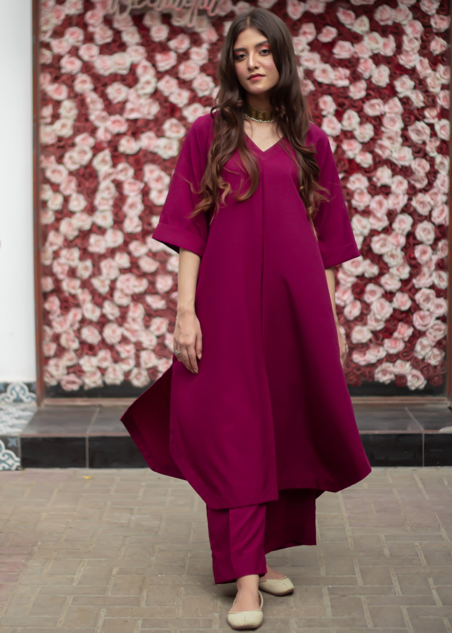 poly grip Co Ord Sets in Magenta
