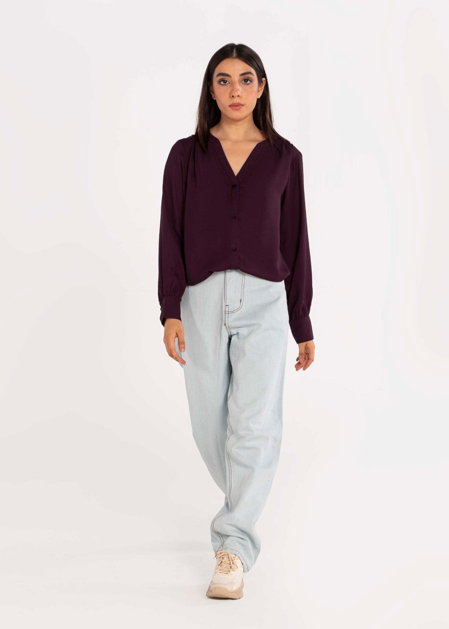 georgette Top in Plum purple