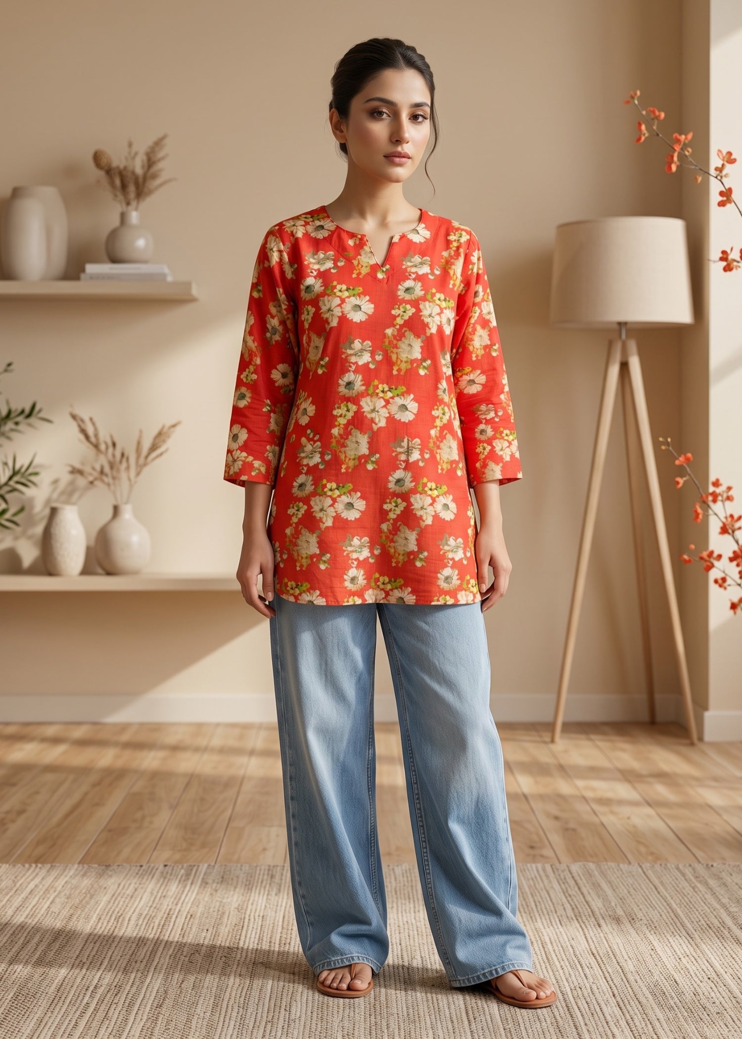 lawn cotton Kurti in Persian red