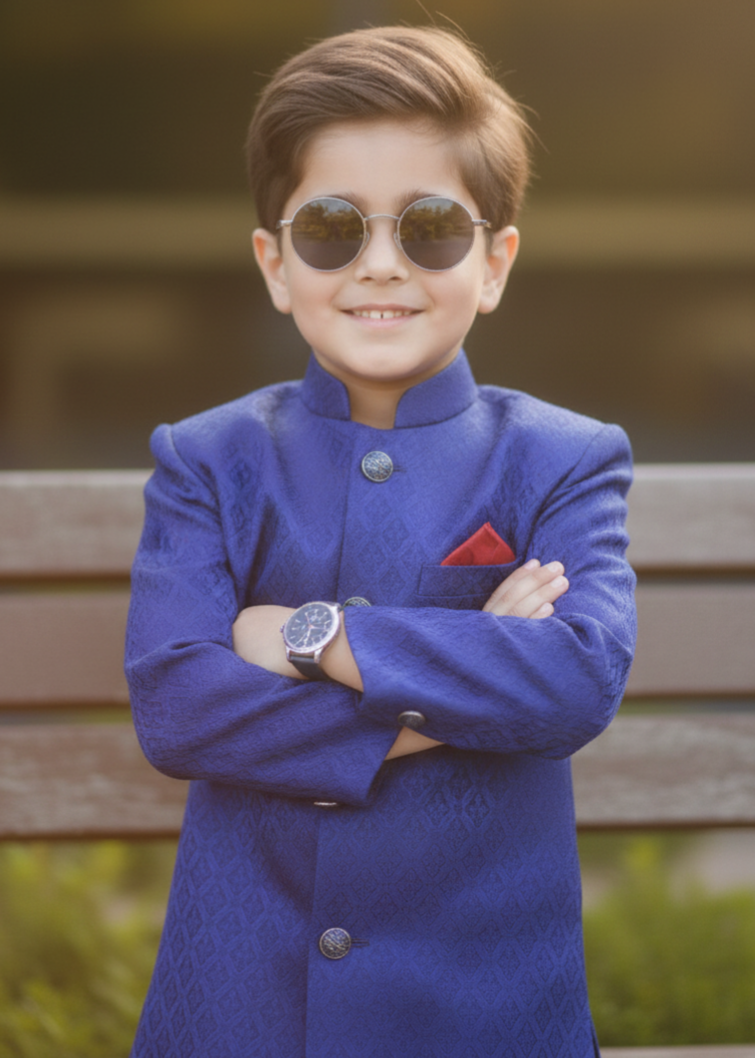 jamawar Sherwani in Blue