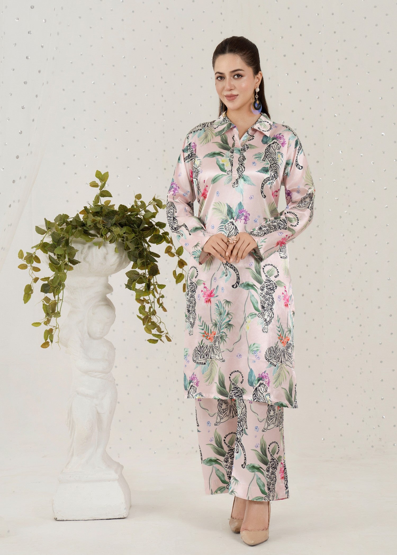 silk Co Ord Sets in Blush pink