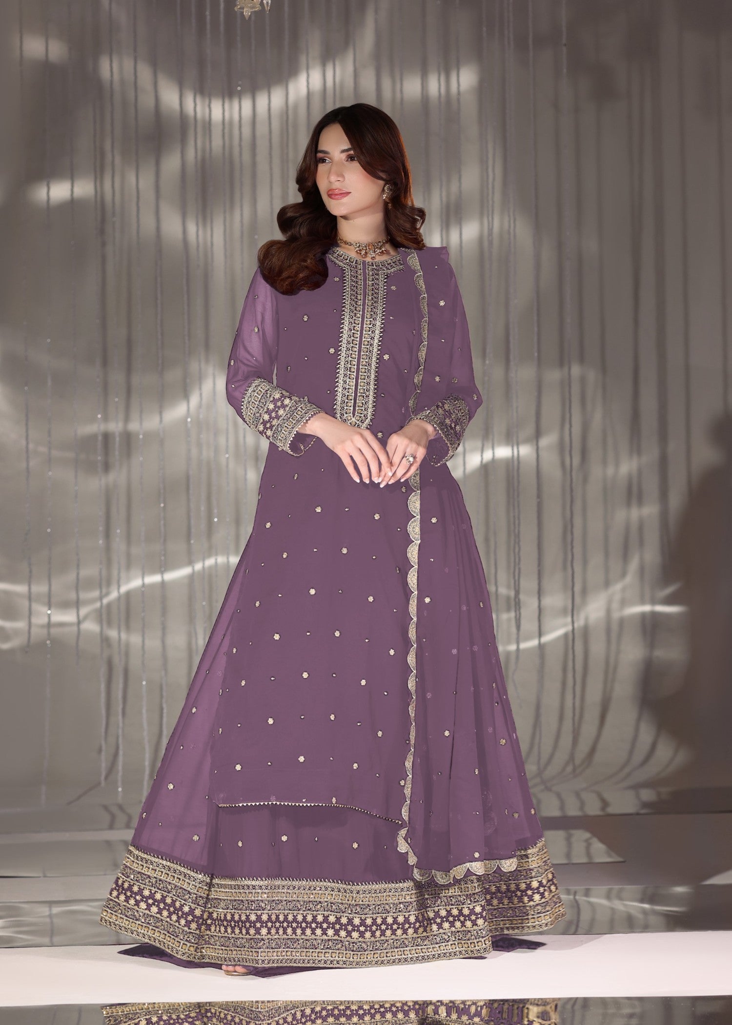 pk chiffon Lehenga in Lilac