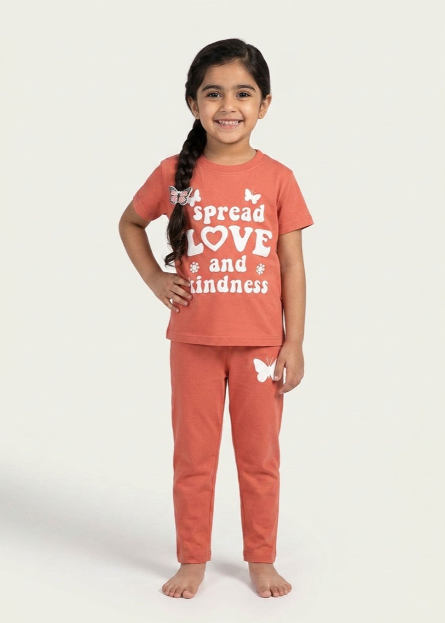 cotton Co Ord Sets in Coral orange