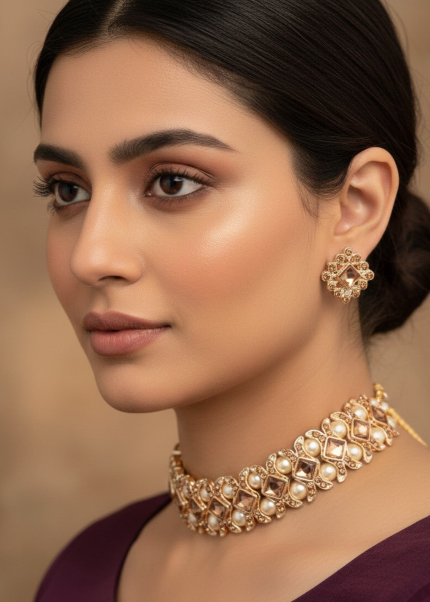 Choker in Champagne Color by - Trendy Women Choker SQB6771