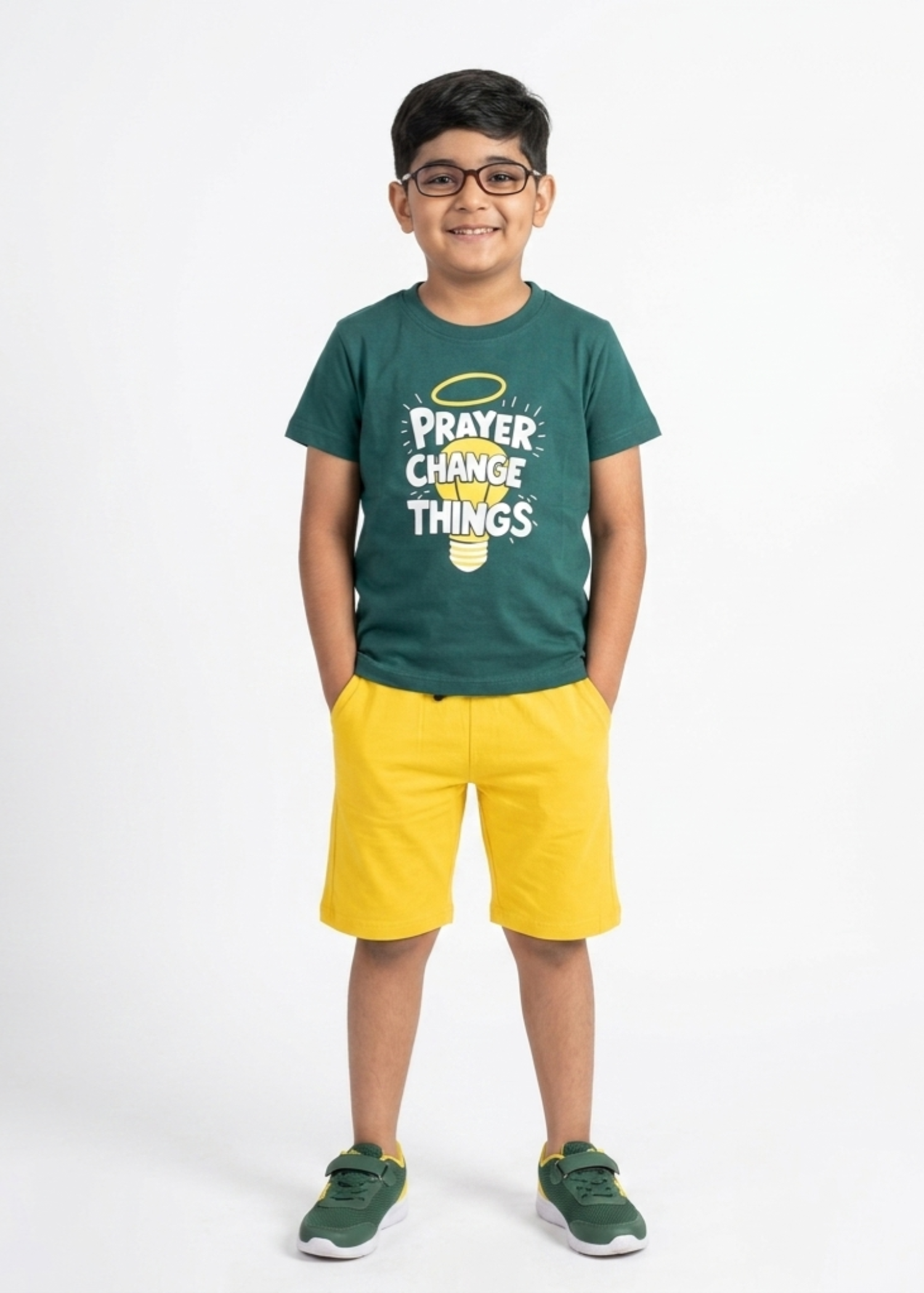 cotton jersey T Shirt in Green, yellow