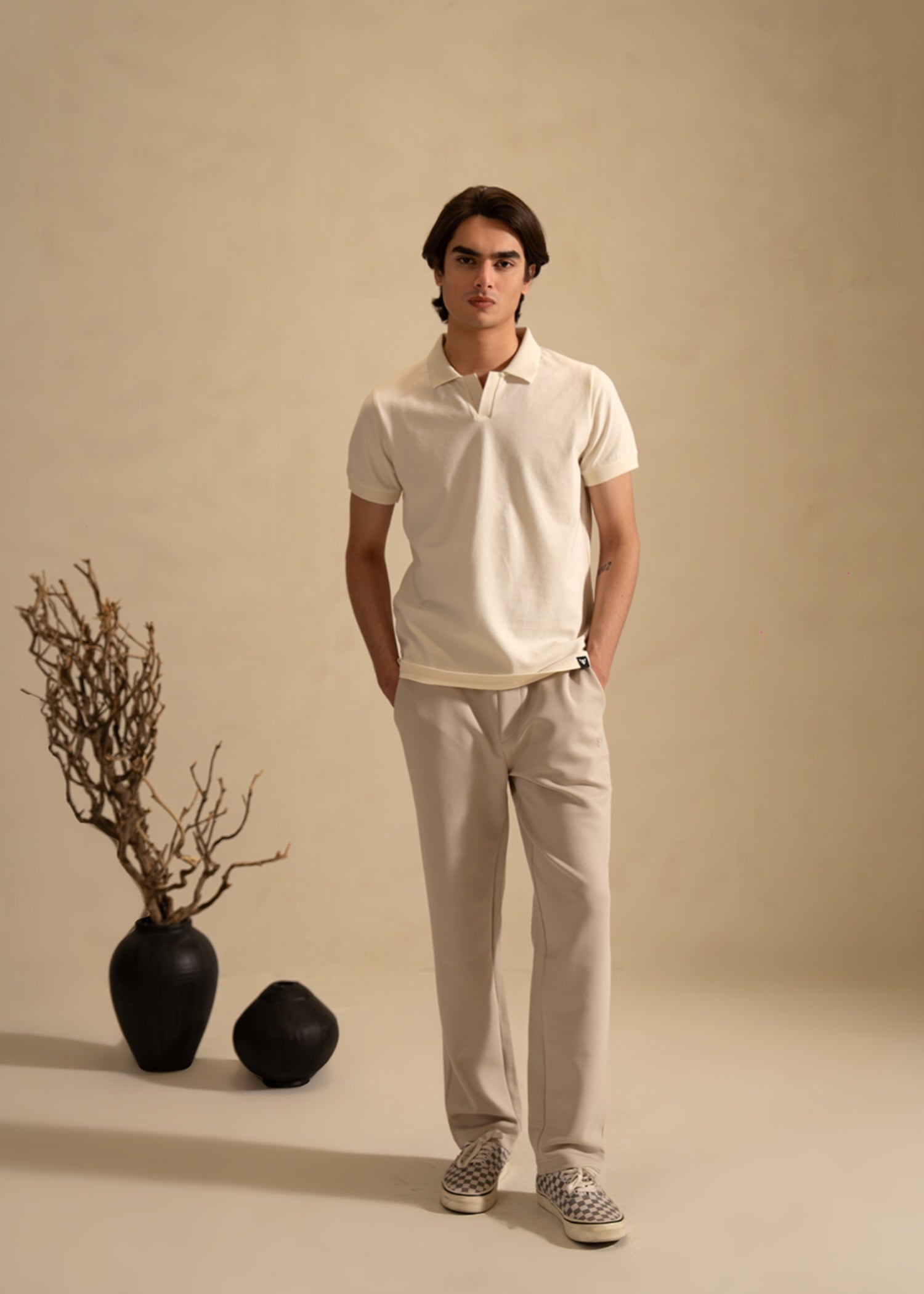 cotton-spandex Polo Shirt in Off-white
