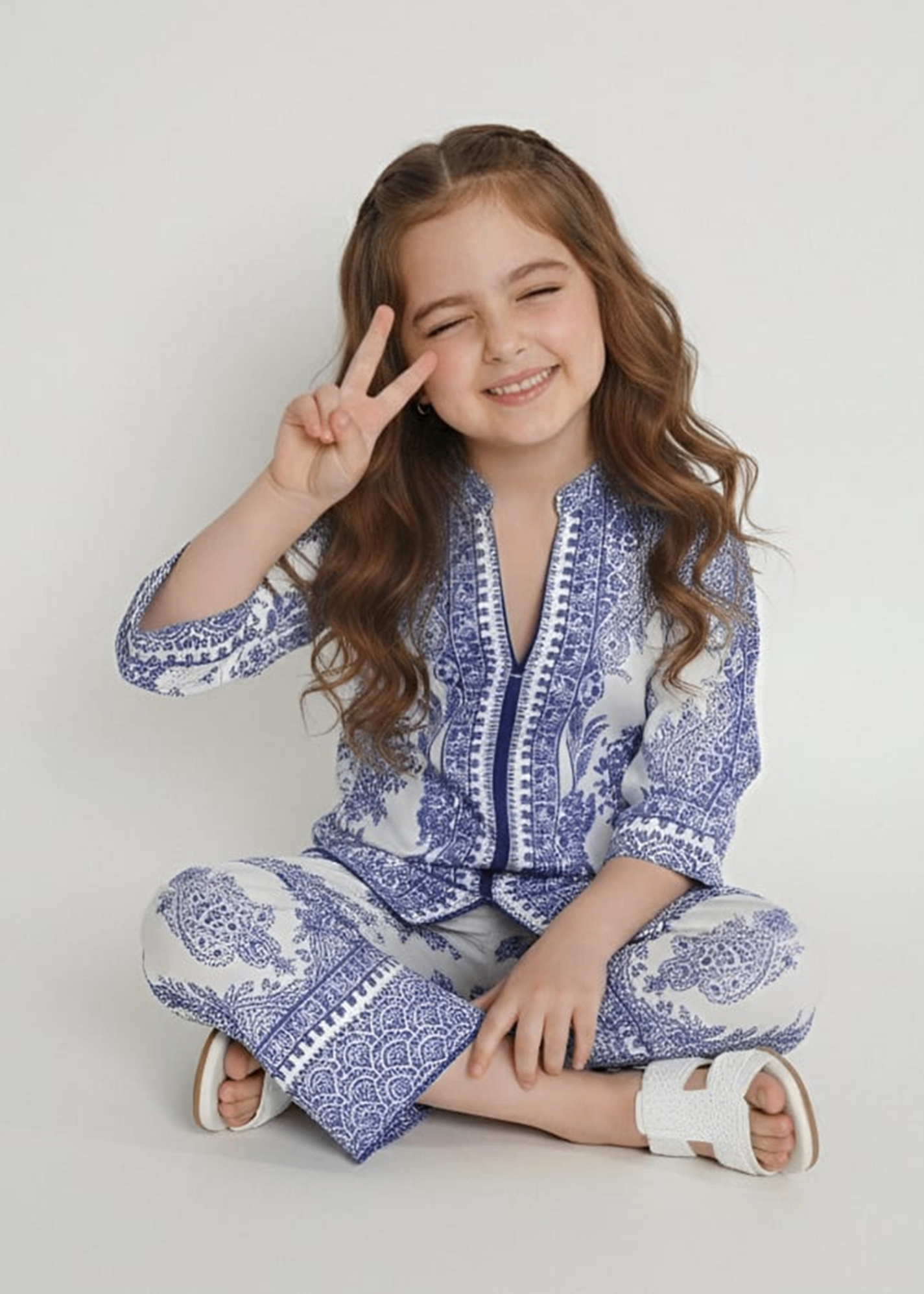 Co Ord Sets in White, sapphire blue