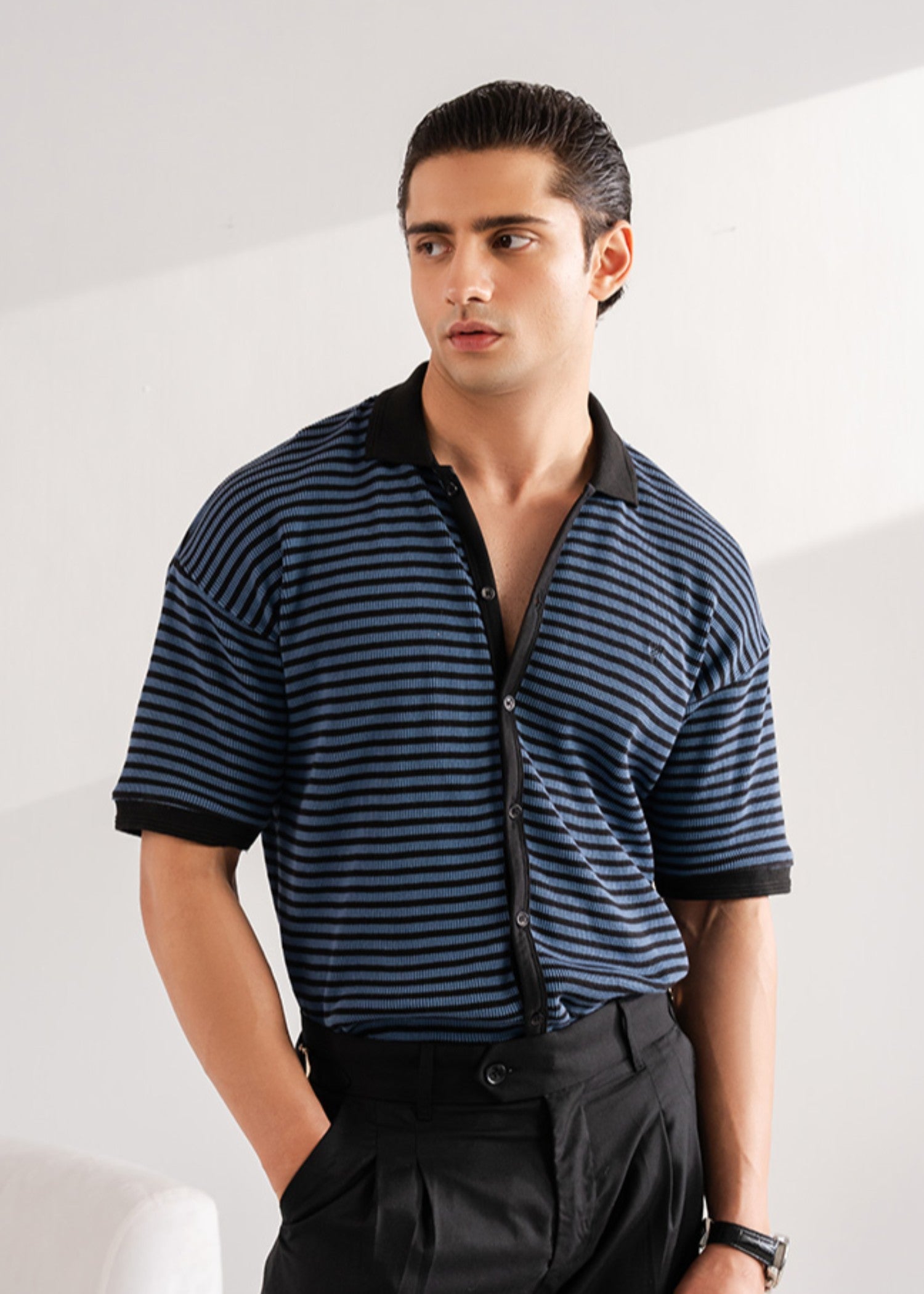 cotton Polo Shirt in Dark blue