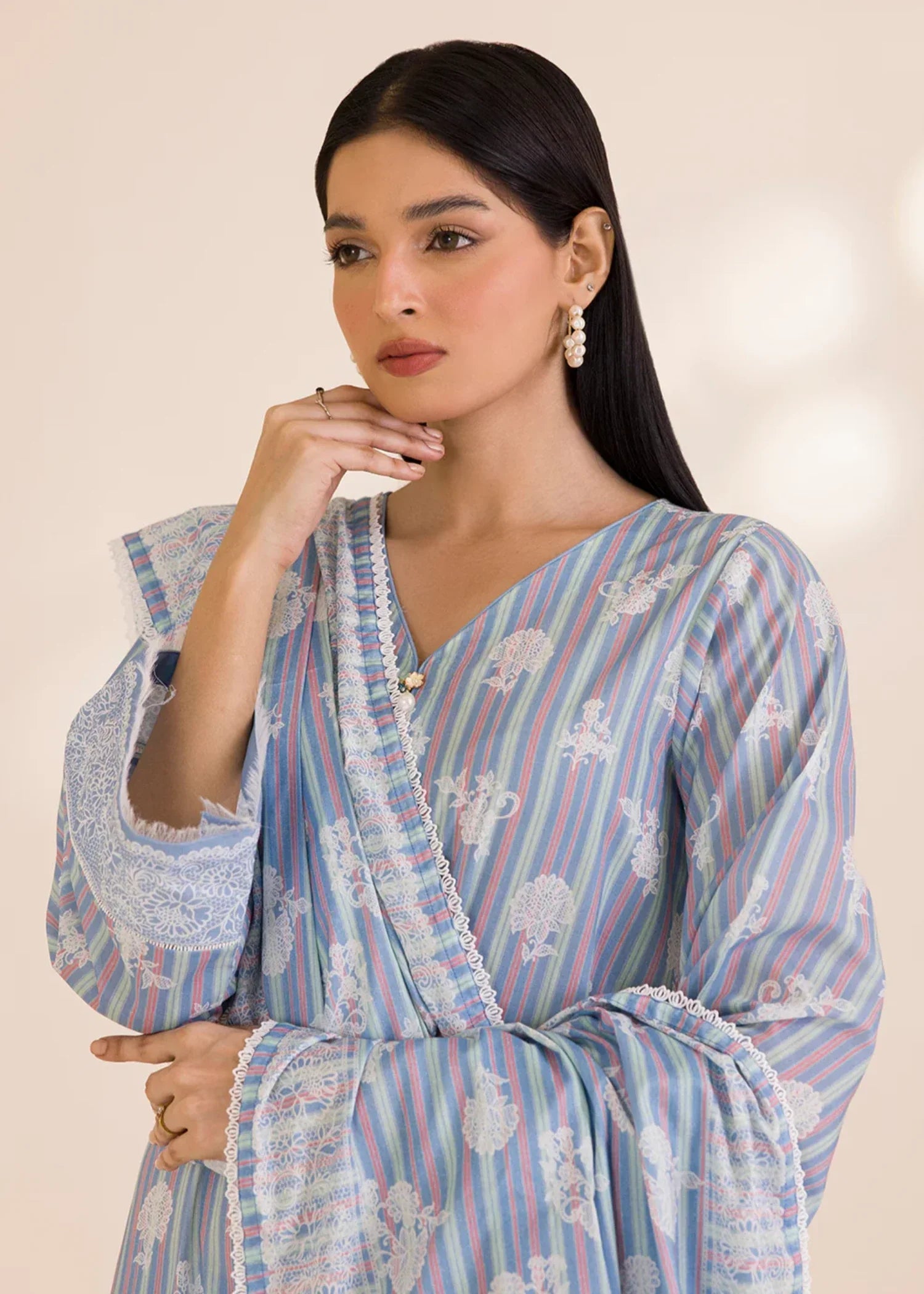 cotton Unstitched in Sky blue