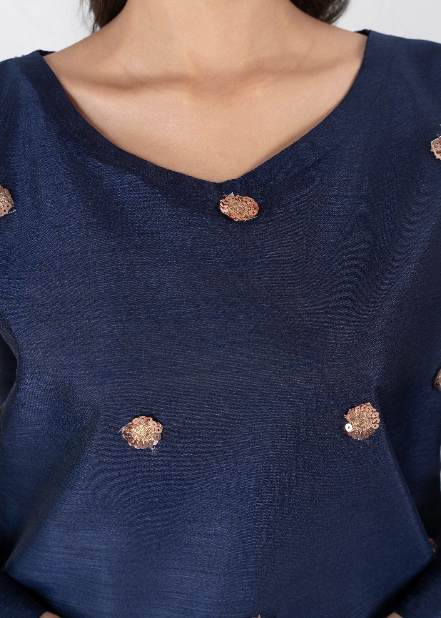indian raw silk Kurta Set in Navy blue