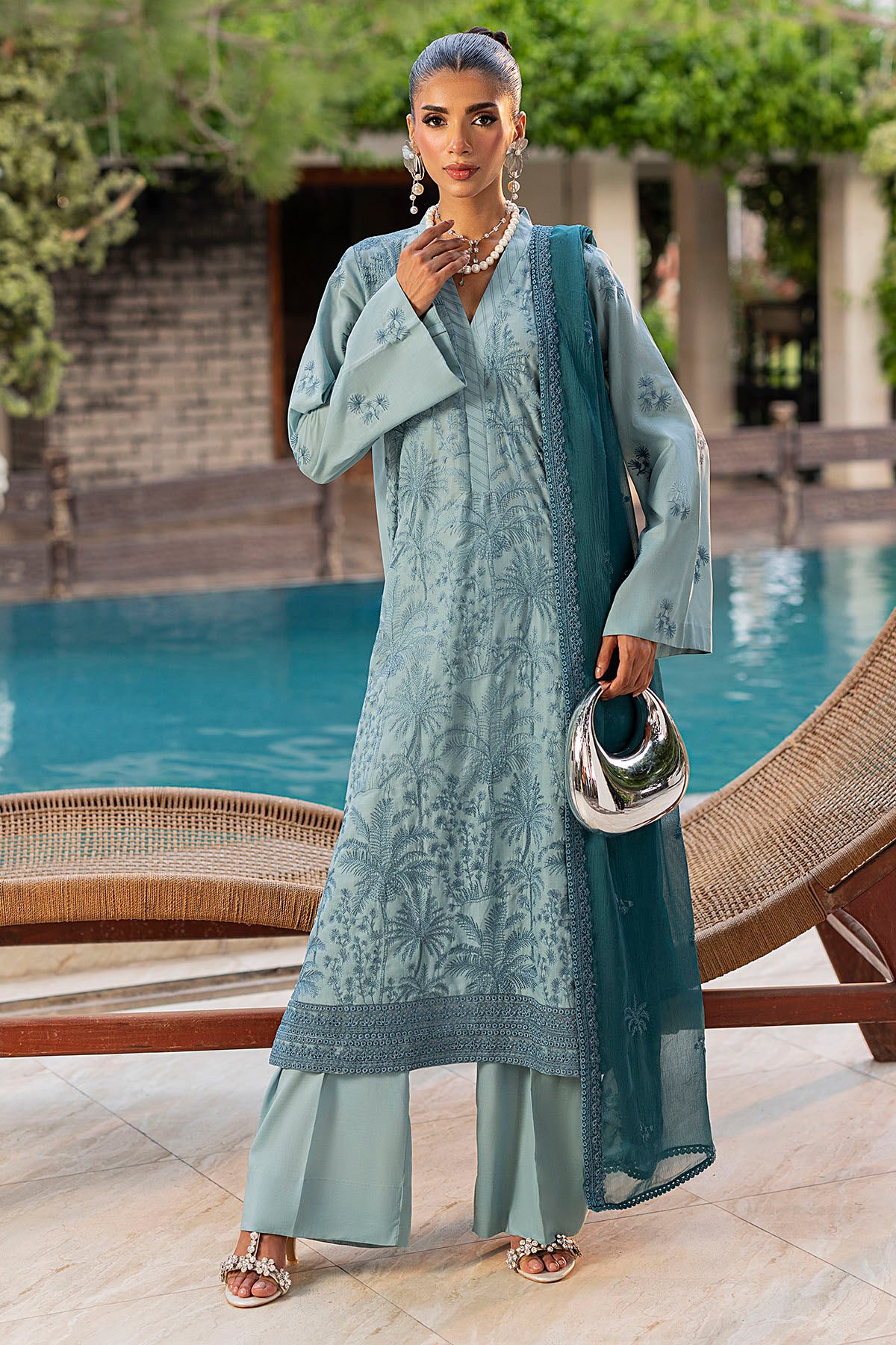 lawn Unstitched in Light blue