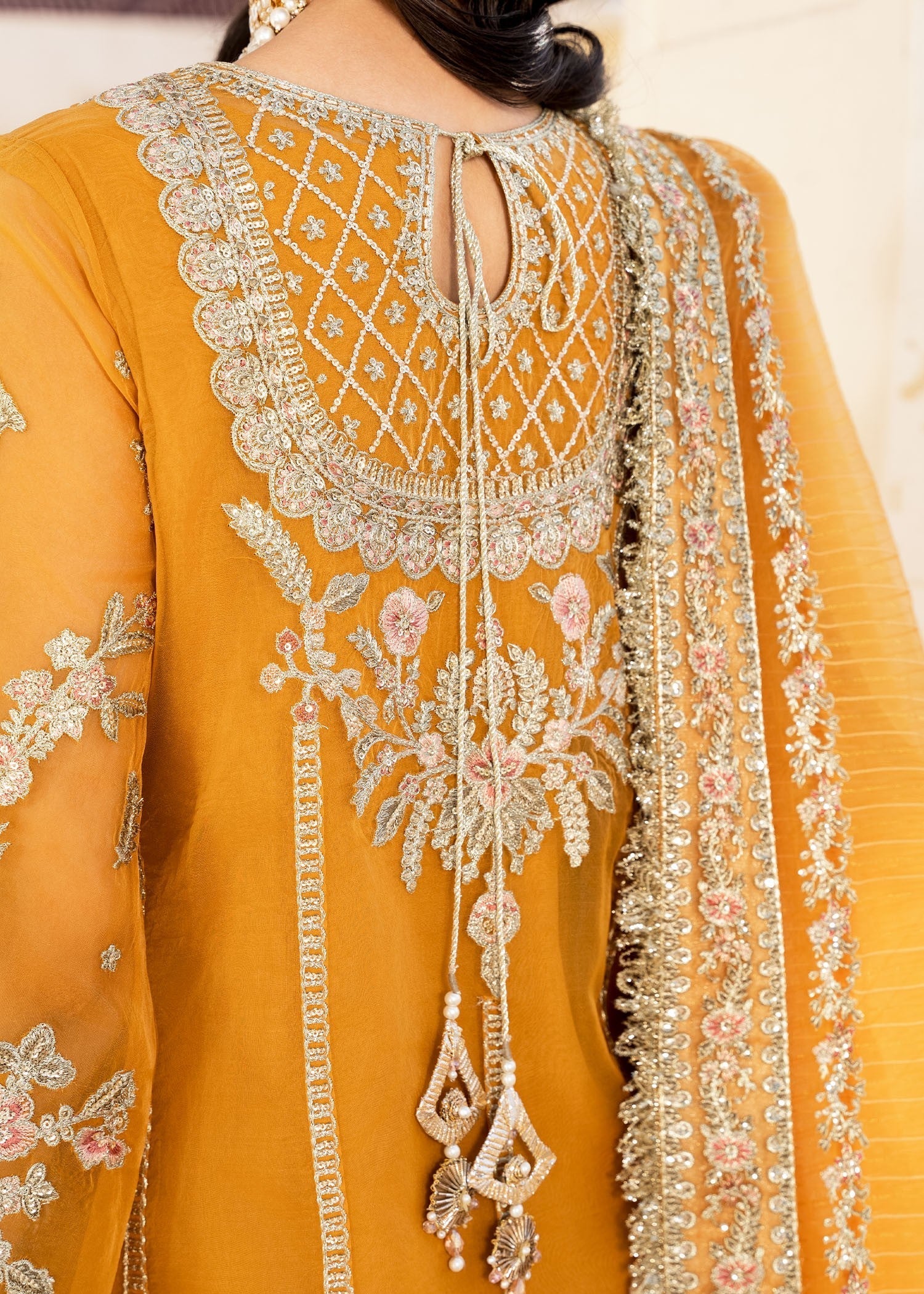 organza Sharara in Mustard