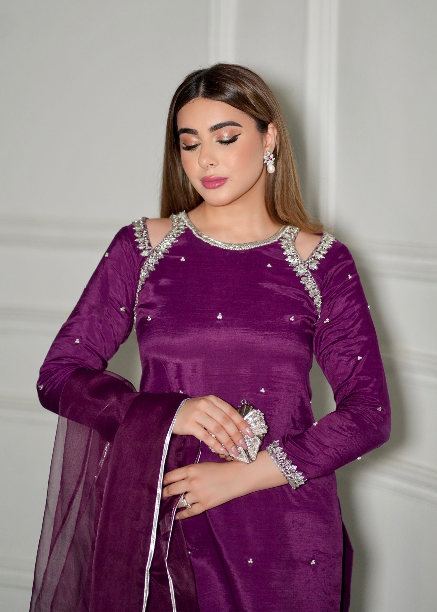 medium silk Kurta Set in Purple
