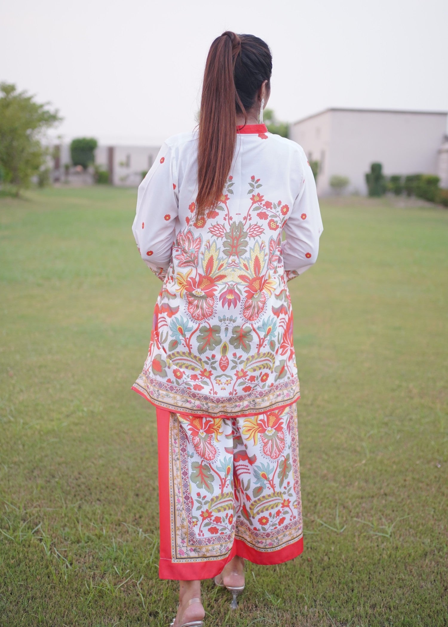 swiss lawn Co ord Sets in Pearl white