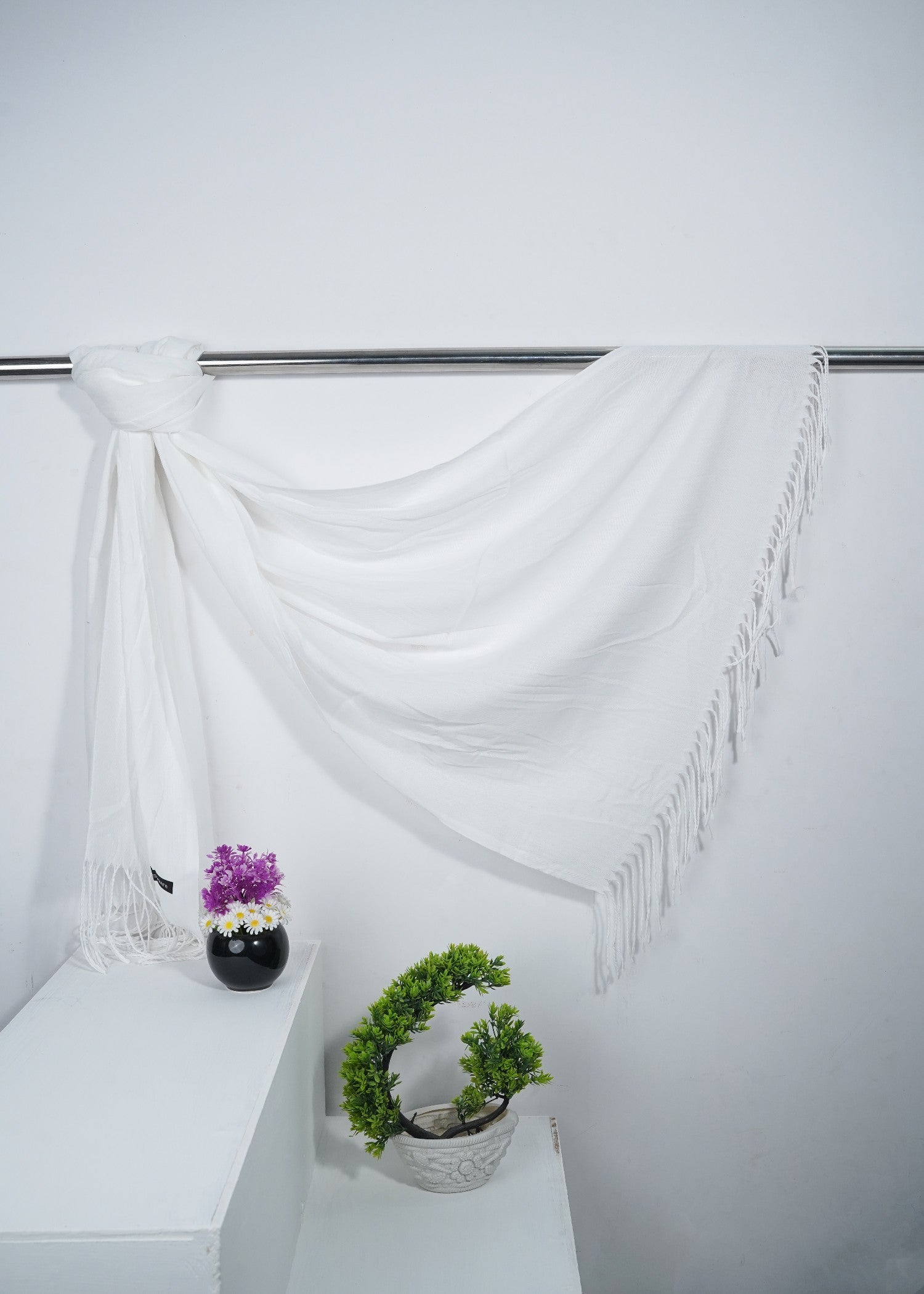 cashmere wool Hijab in White