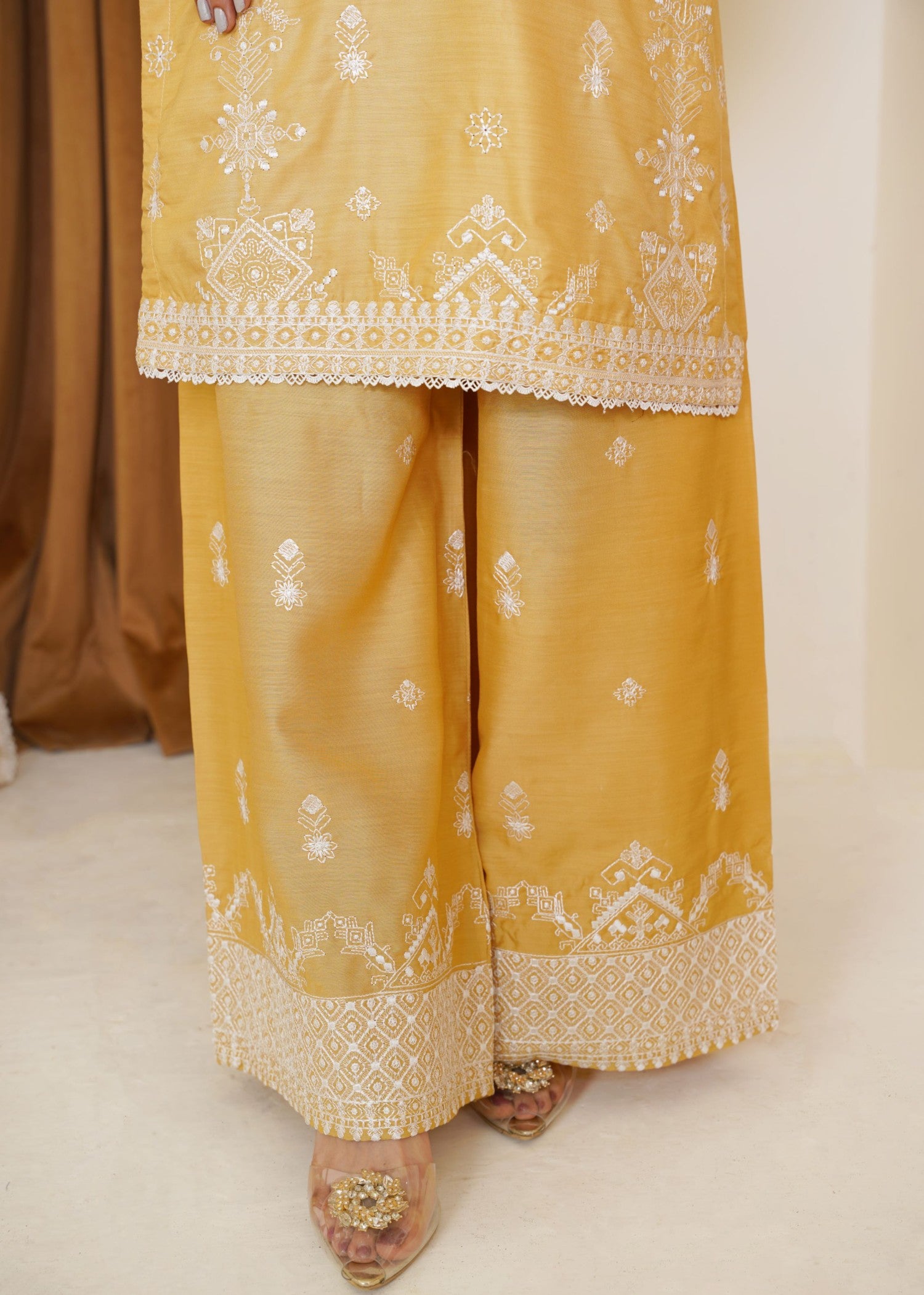 viscose Kurta Set in Mustard, goldenrod