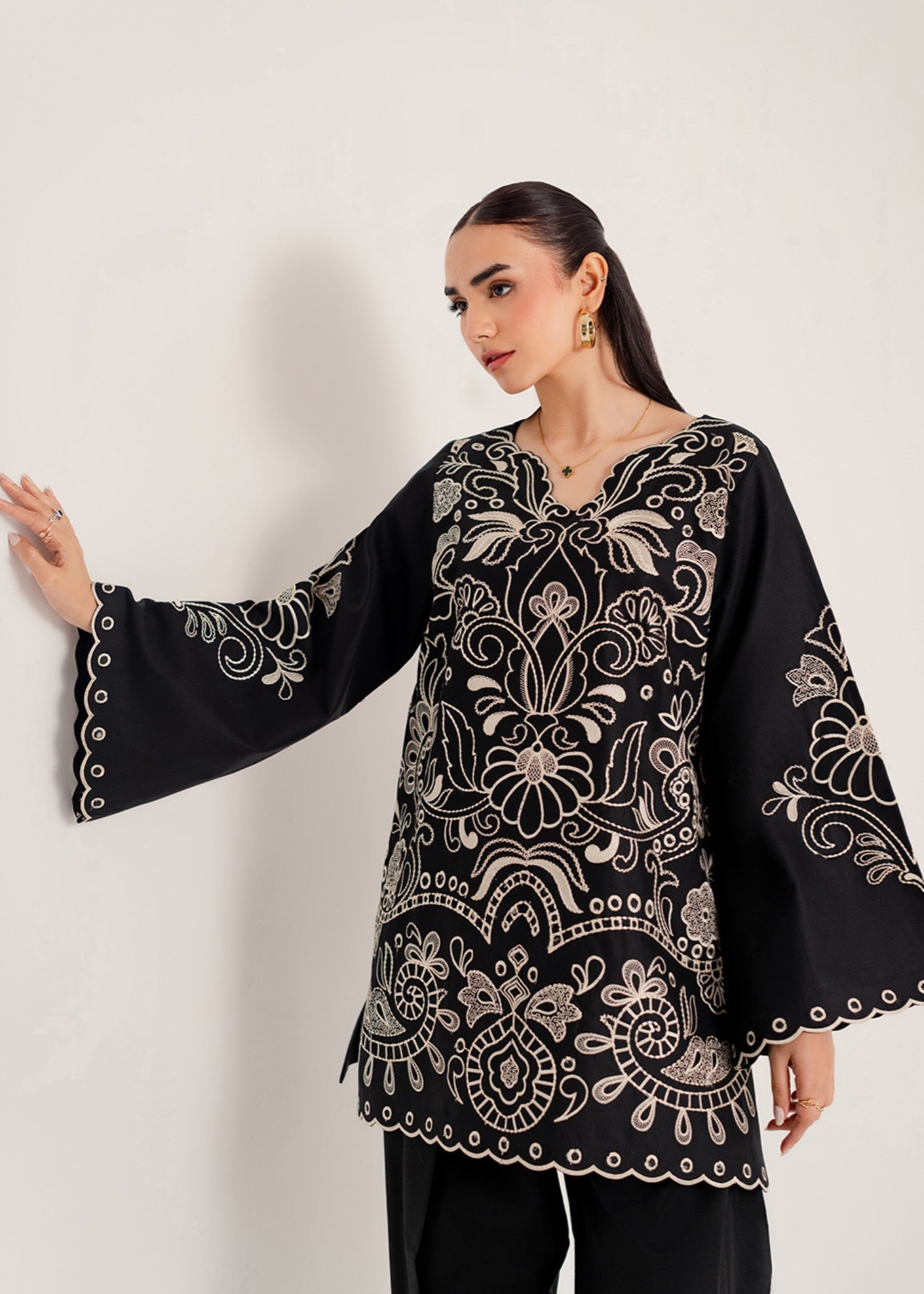 lawn cotton Co Ord Sets in Black