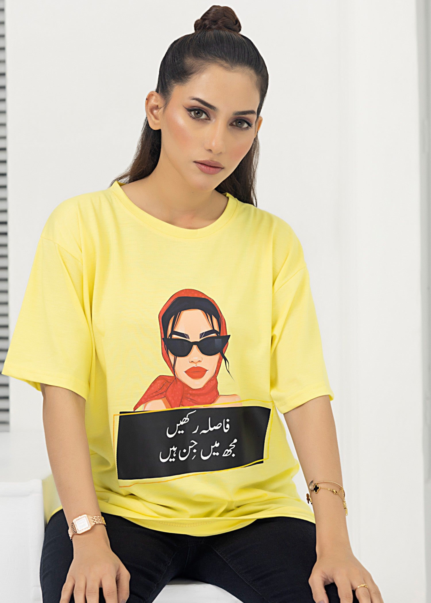 single jersey knit T Shirt in Pale yellow