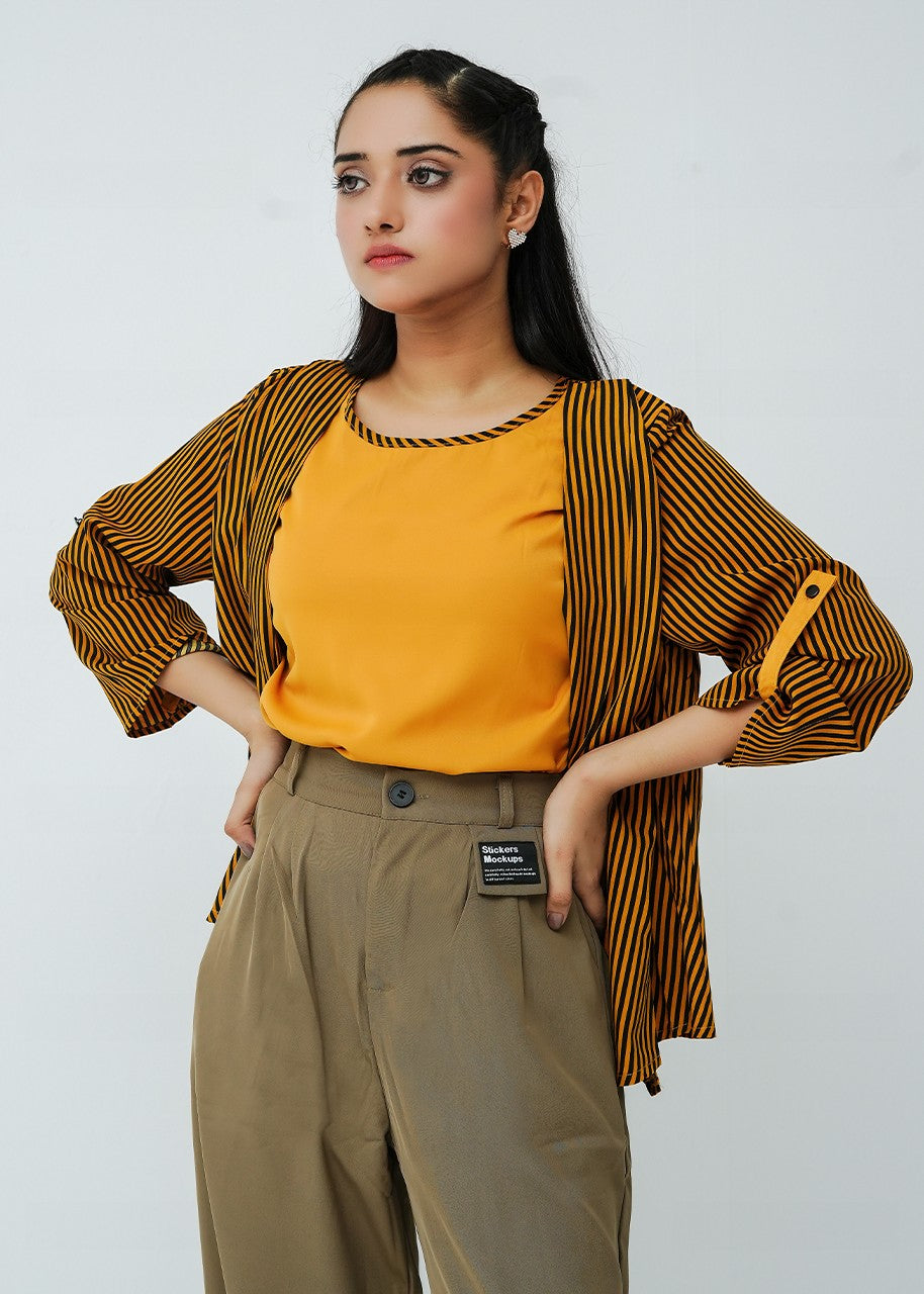 viscose Cardigan in Mustard