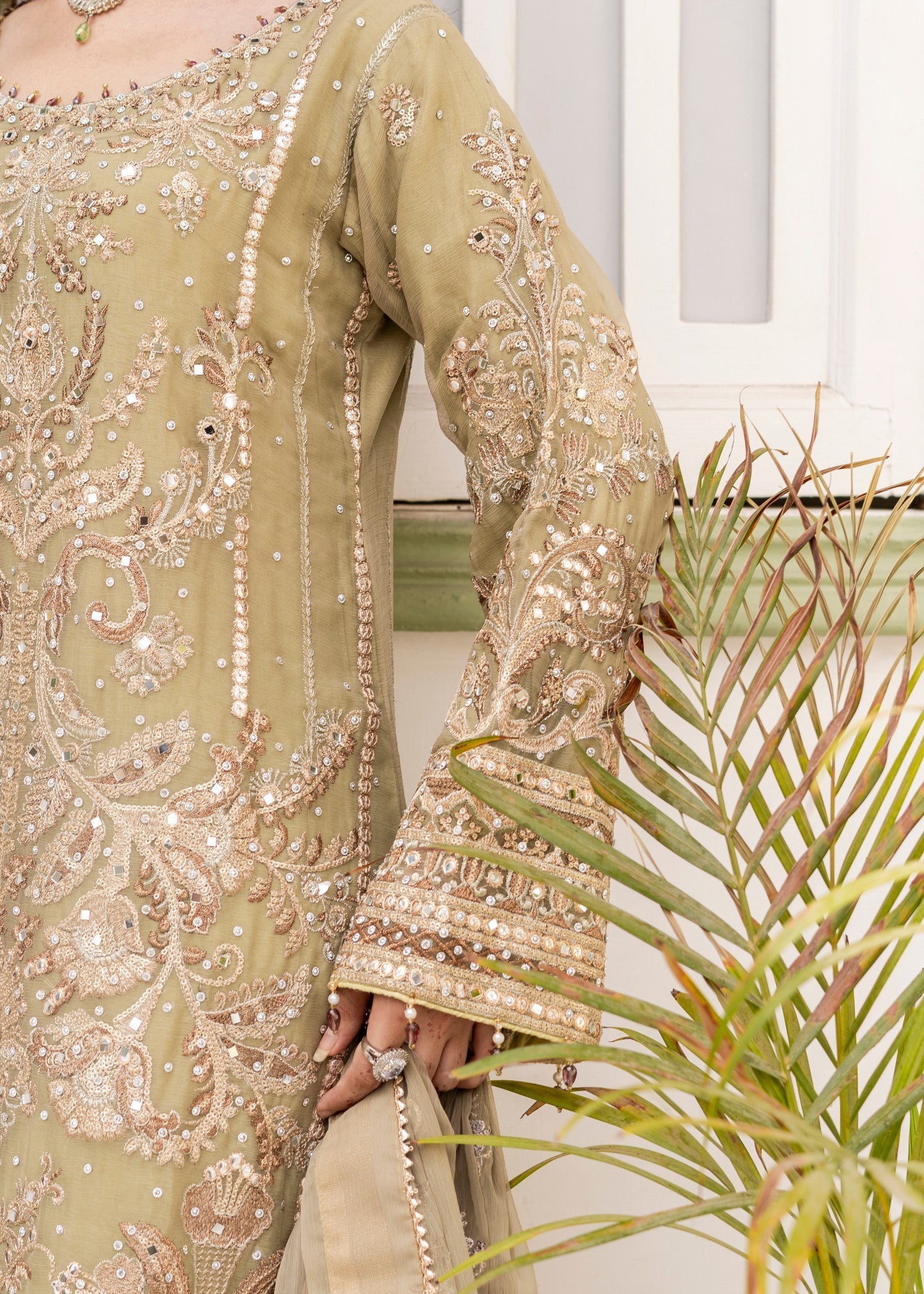 chiffon Kurta Set in Sage green