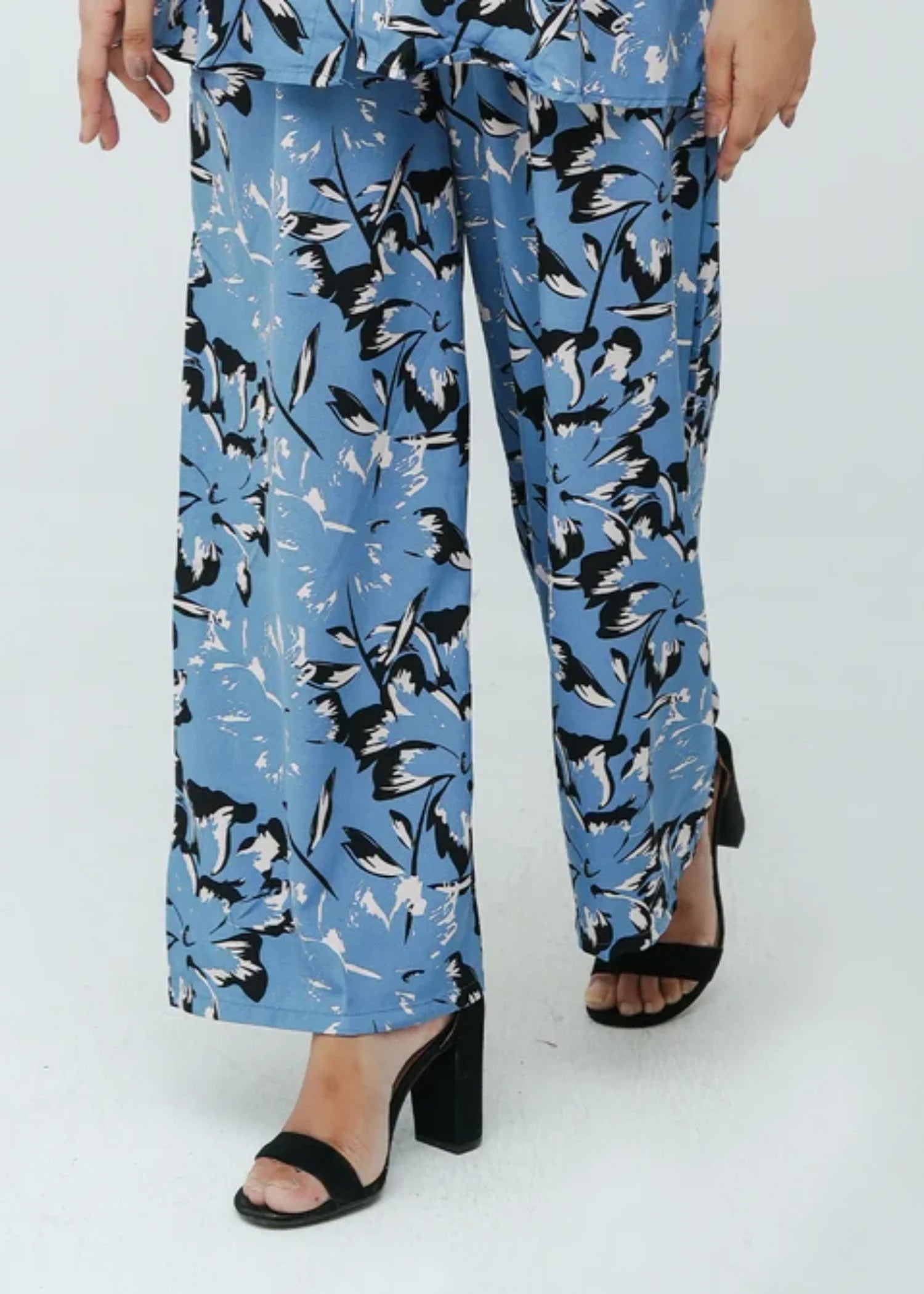 blended satin polyester Co ord Sets in Blue