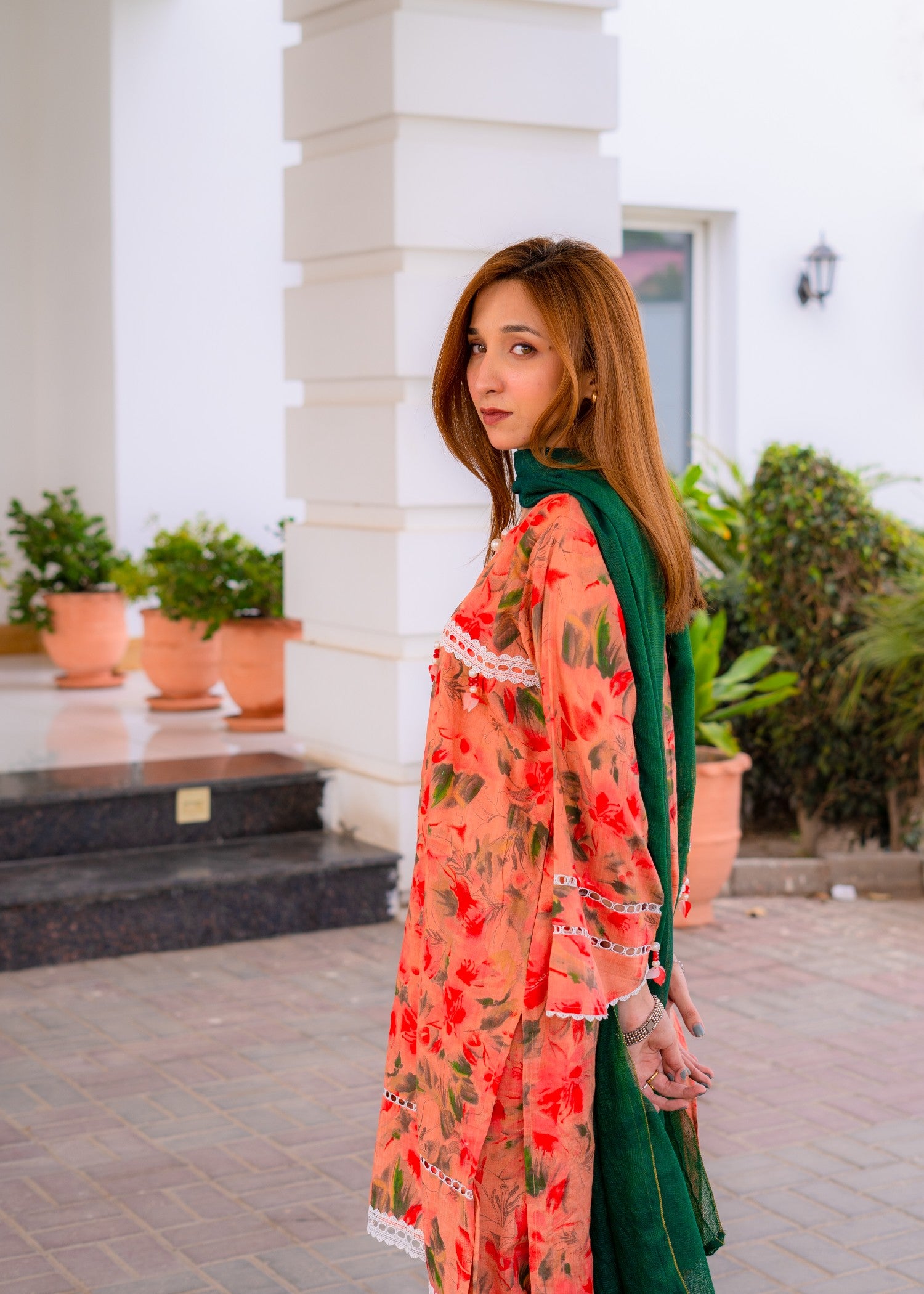lawn Co Ord Sets in Sunset orange