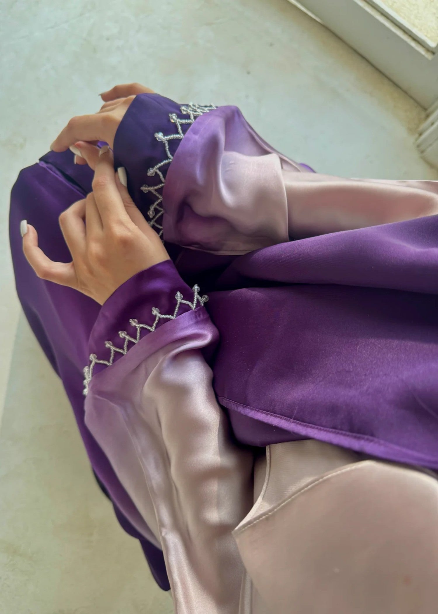 silk Abaya in Purple