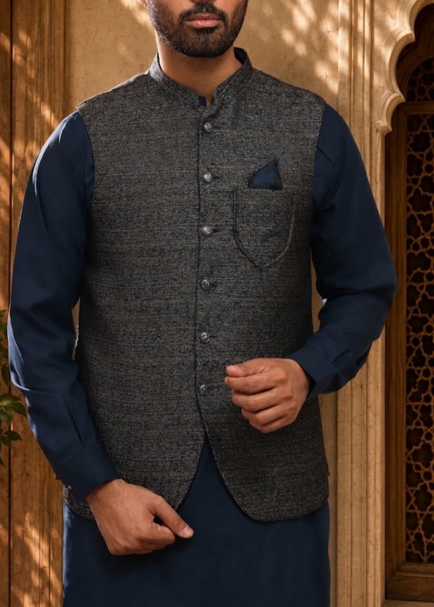 suiting Waistcoat in Slate blue