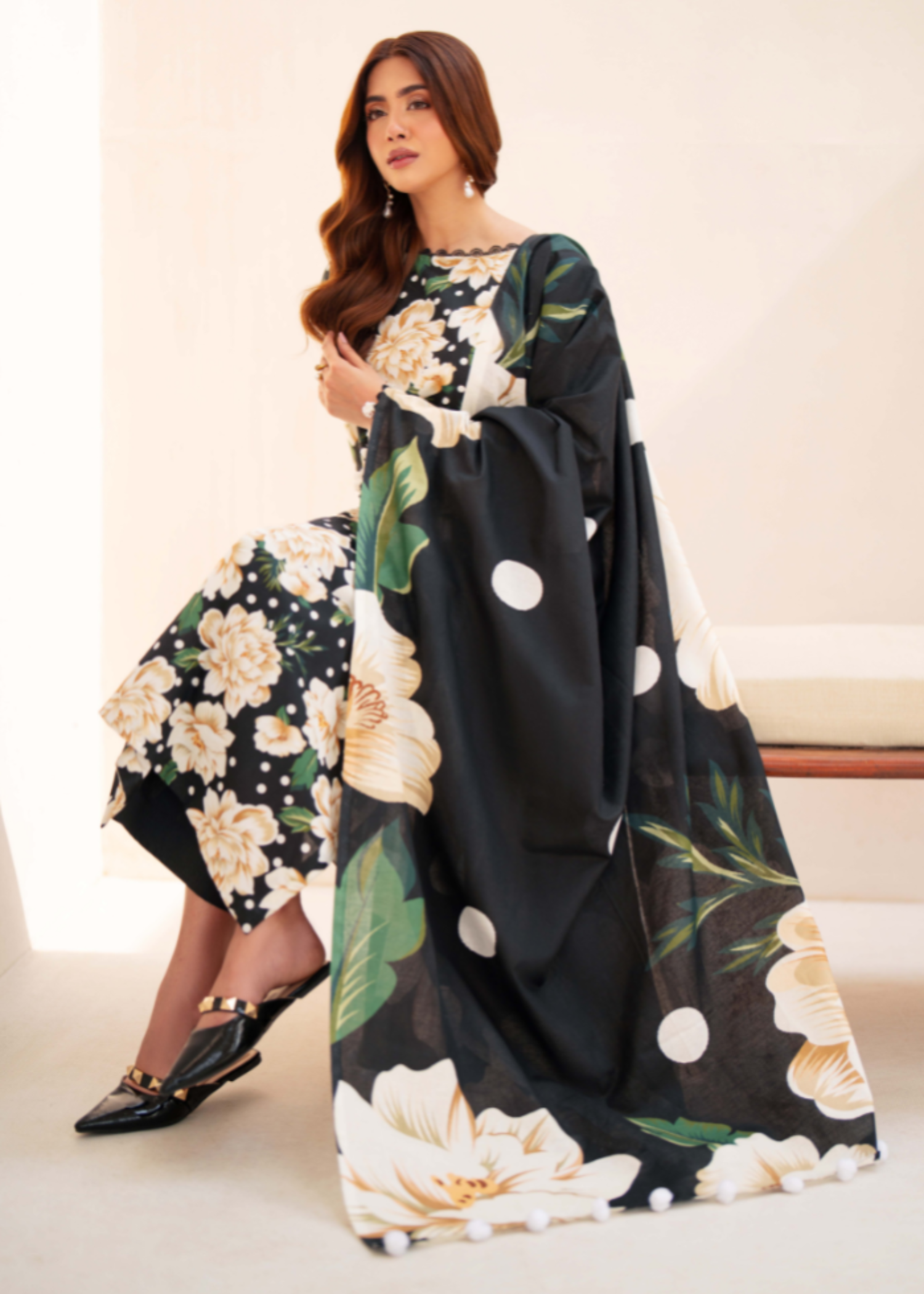 khaddar Unstitched in Jet black