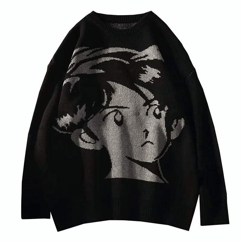 Retro Streetwear Knitted Pullover Autumn and Winter Loose Thick Warmth Hip-Hop Pullover Men'S Shirt