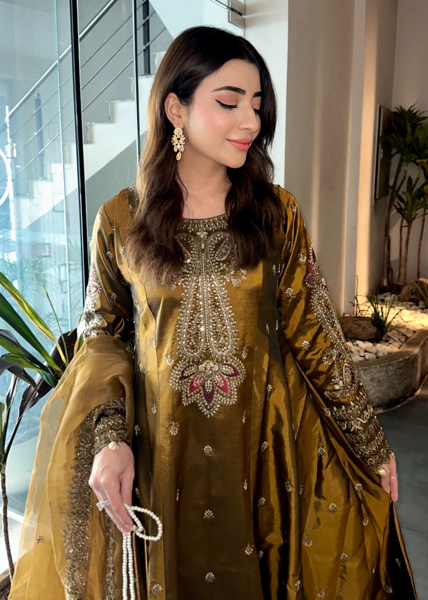 silk Maxi in Golden brown