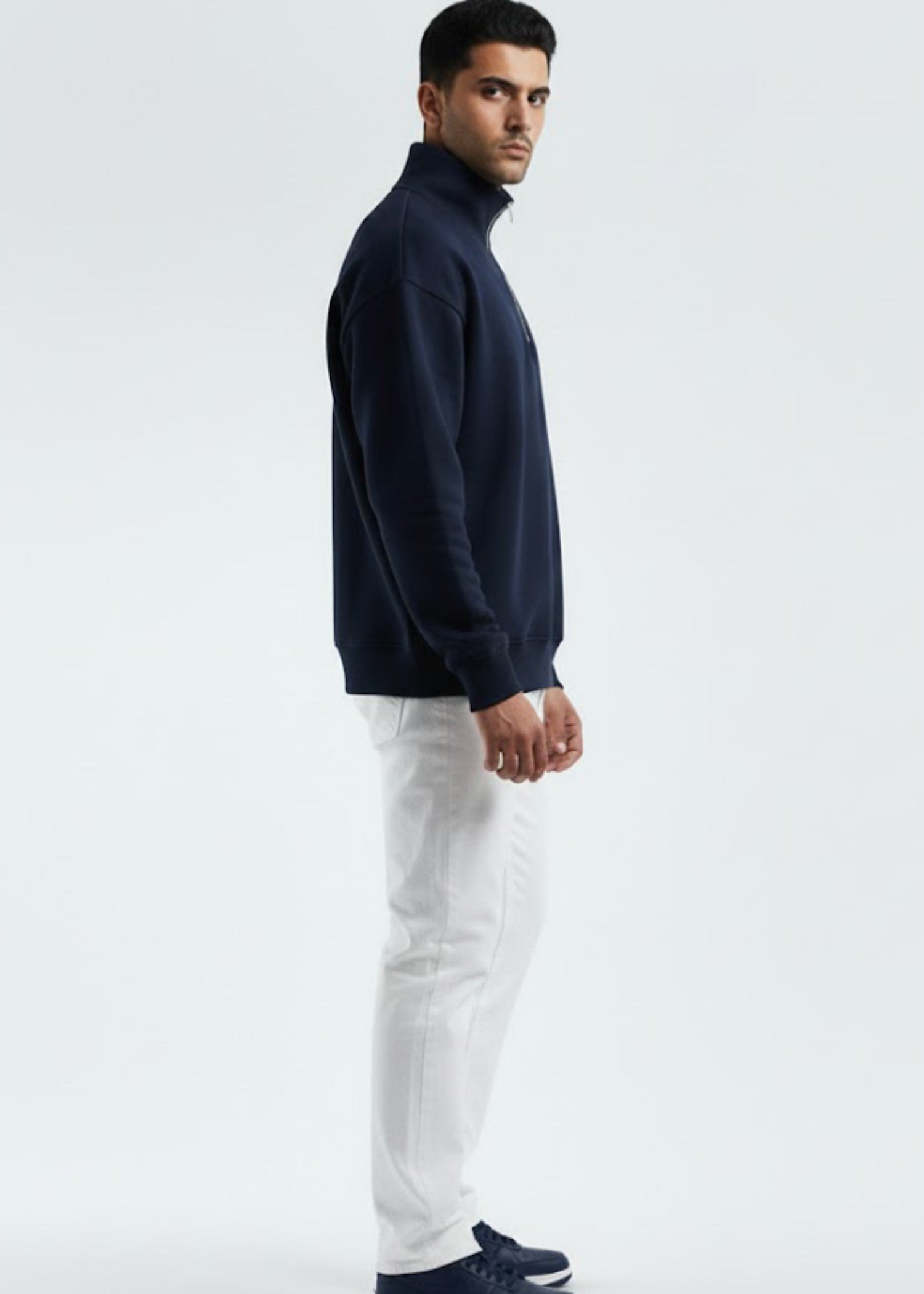 cotton linen Sweatshirt in Dark blue