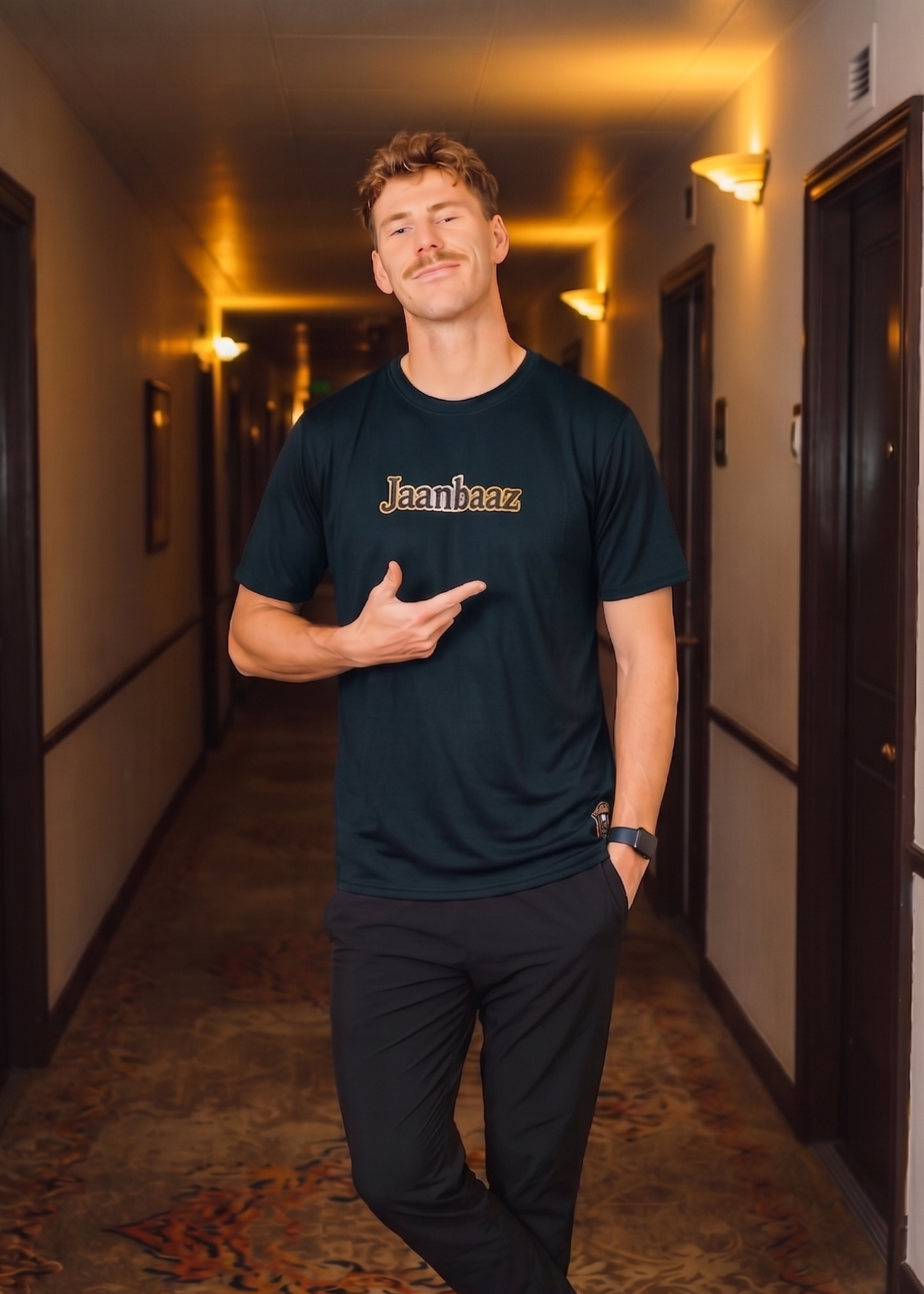 cotton T Shirt in Dark green