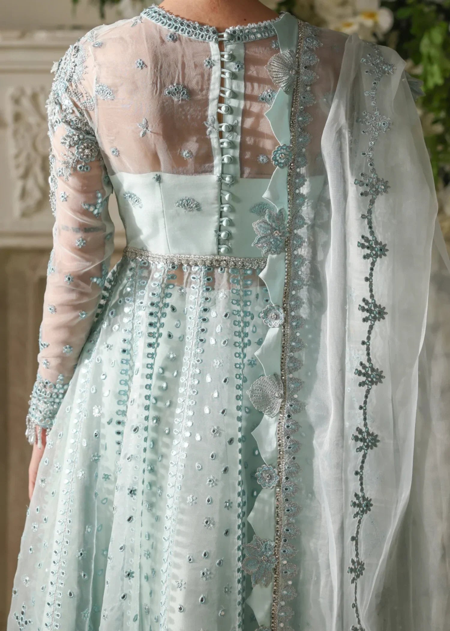poly organza Gown in Ice blue