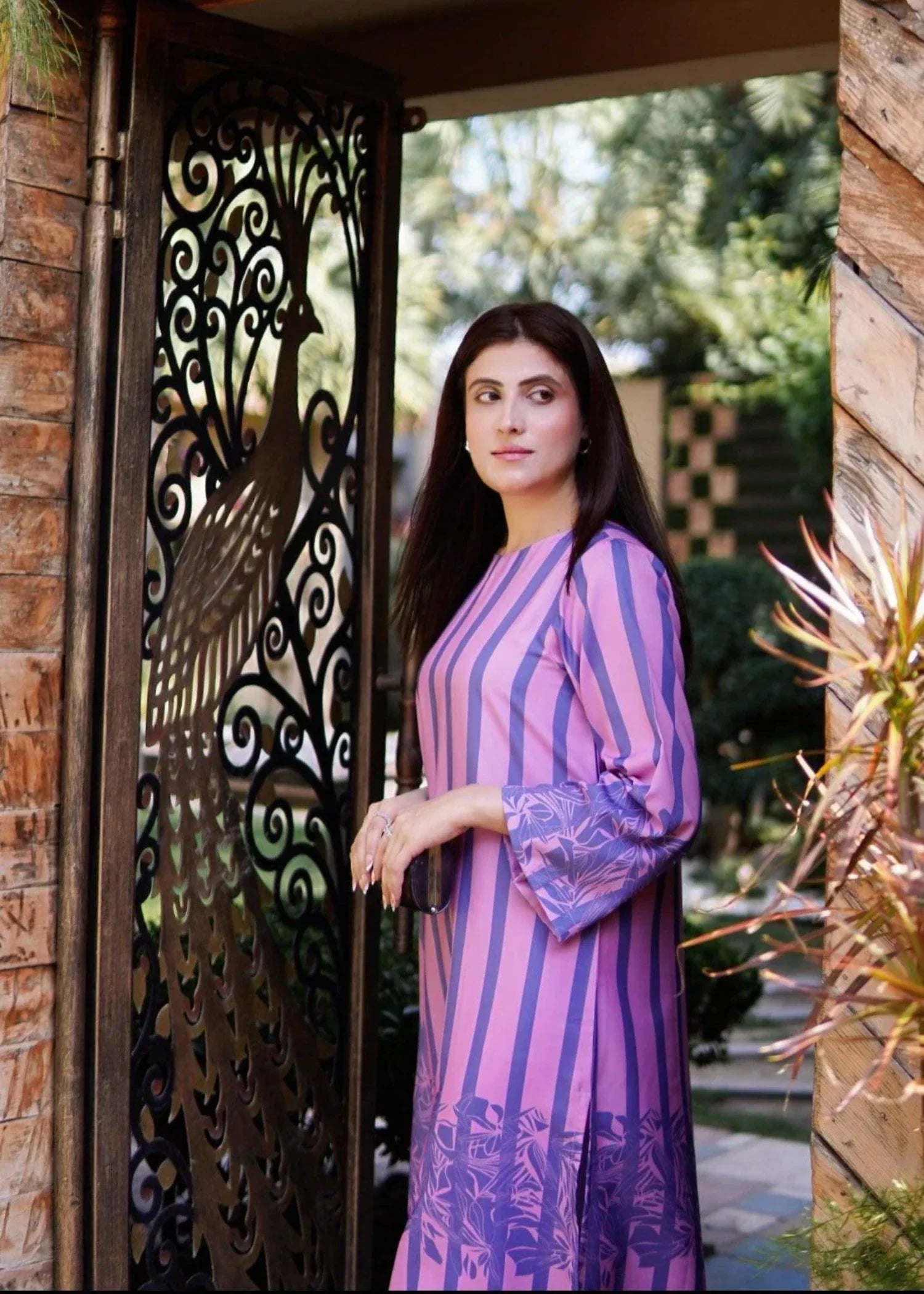 crepe Kurta Set in Lavender