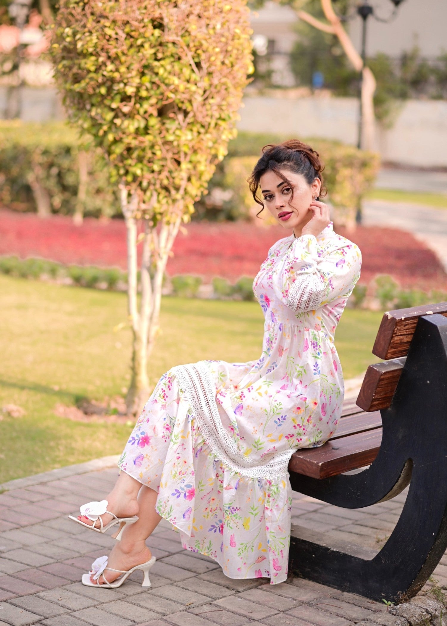 lawn cotton Maxi in White